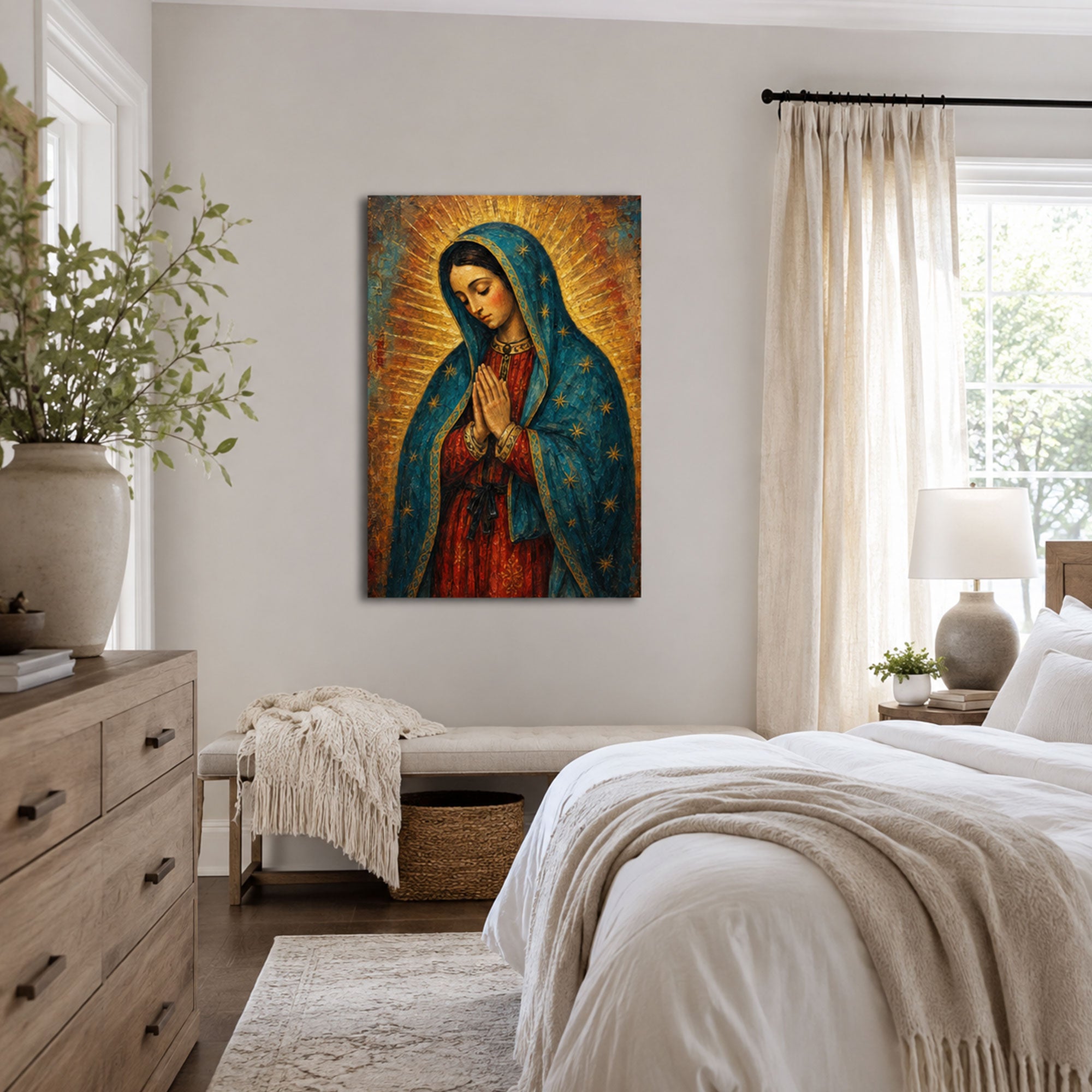 Our Lady of Guadalupe Prayer Canvas Print, Virgin Mary Catholic Wall Decor, Marian Faith Gift