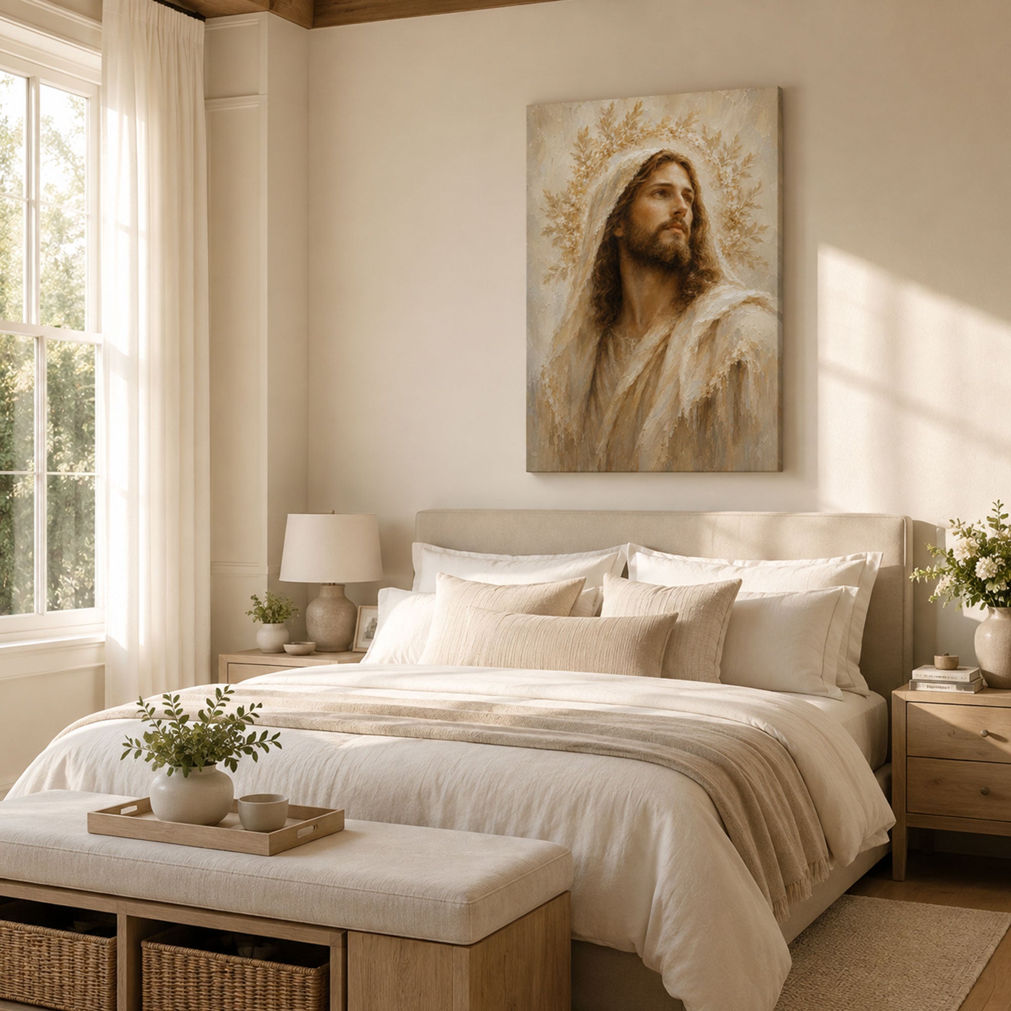 Jesus Christ Portrait Canvas Print, Prince of Peace Christian Wall Decor, Faith Gift