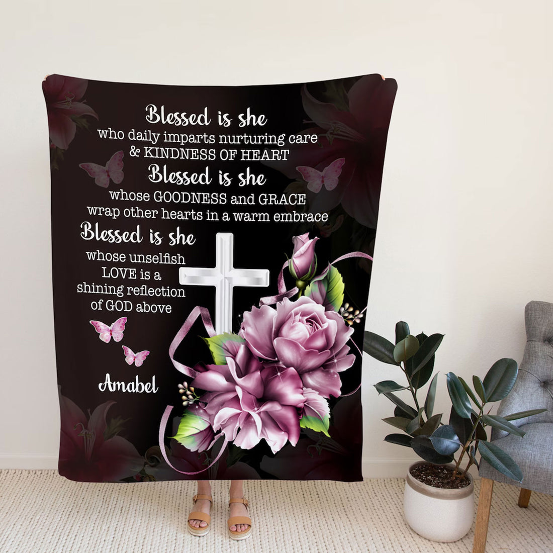 Custom Name Christian Blanket, Inspirational Gift for Women, Religious Throw Blanket, Birthday Gift for Mom, Faith Gift for Her