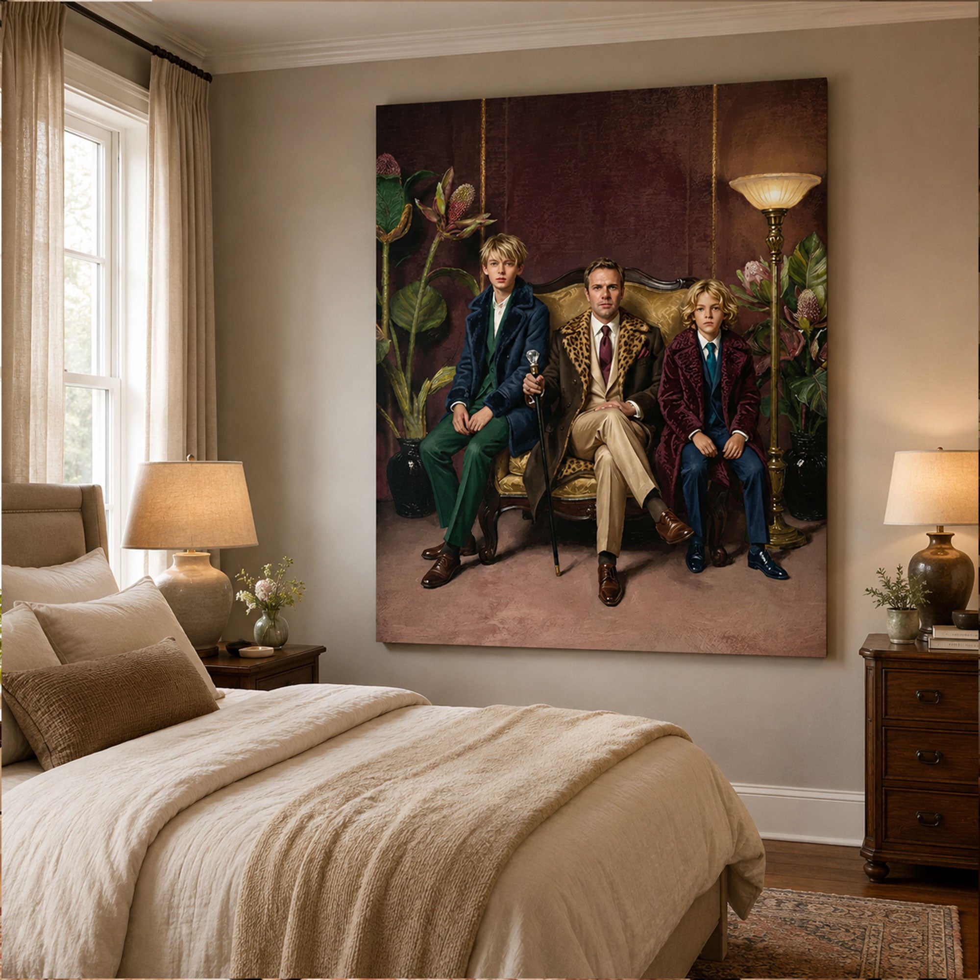 Custom Face For Dad Dynasty Canvas, Personalized Father and Sons Portrait, Father’s Day Gift