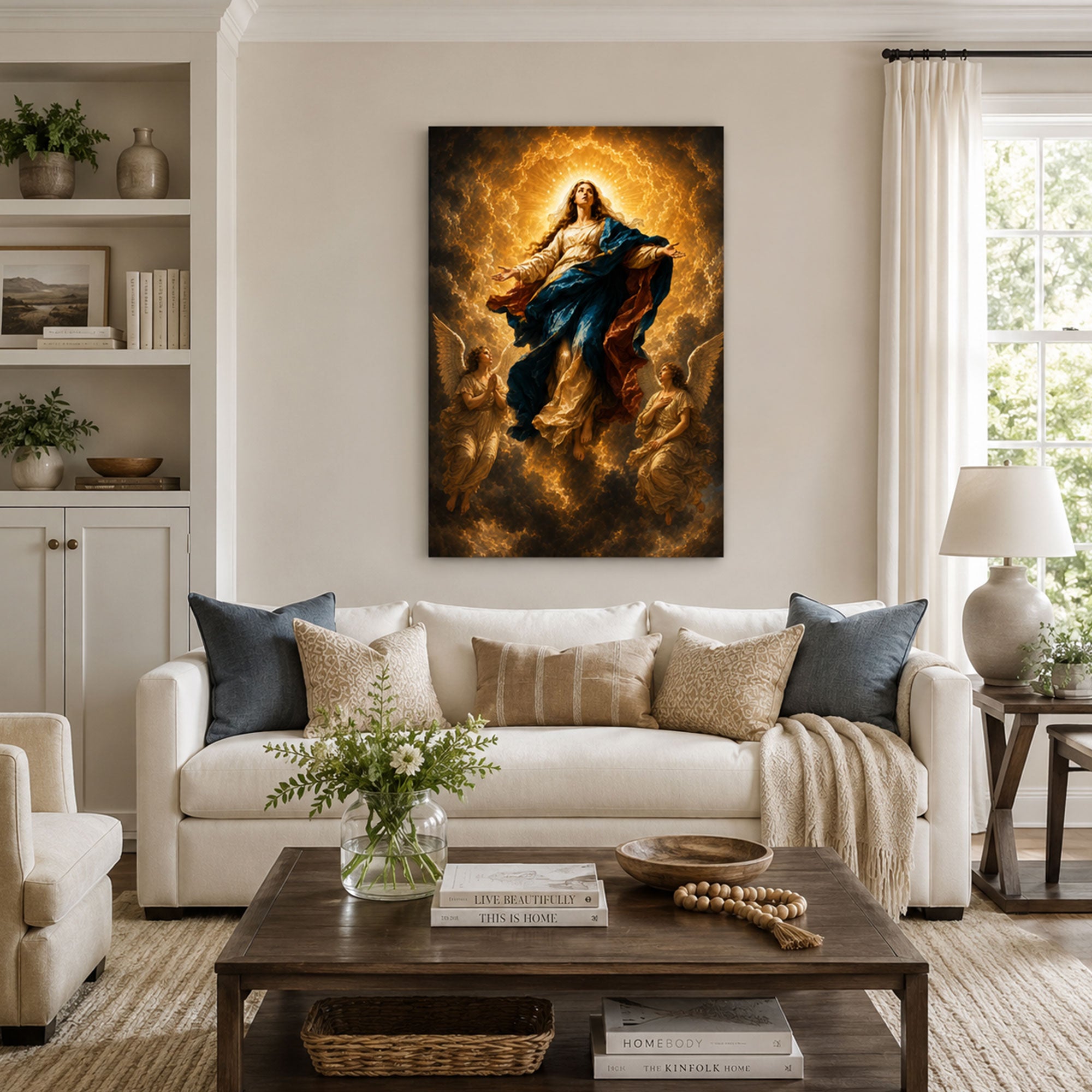 Assumption of Virgin Mary Canvas Print, Catholic Home Decor