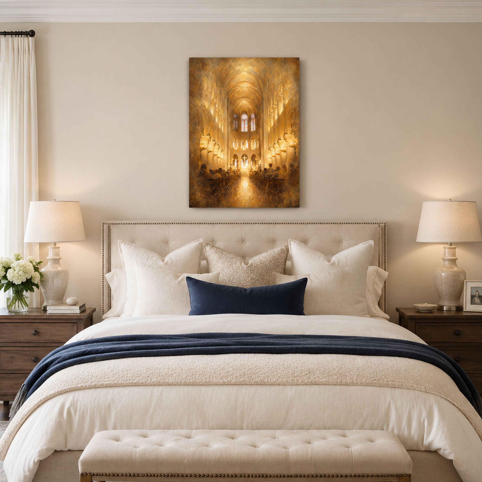Catholic Church Interior Canvas Print, House of God Christian Wall Decor, Sacred Faith Gift