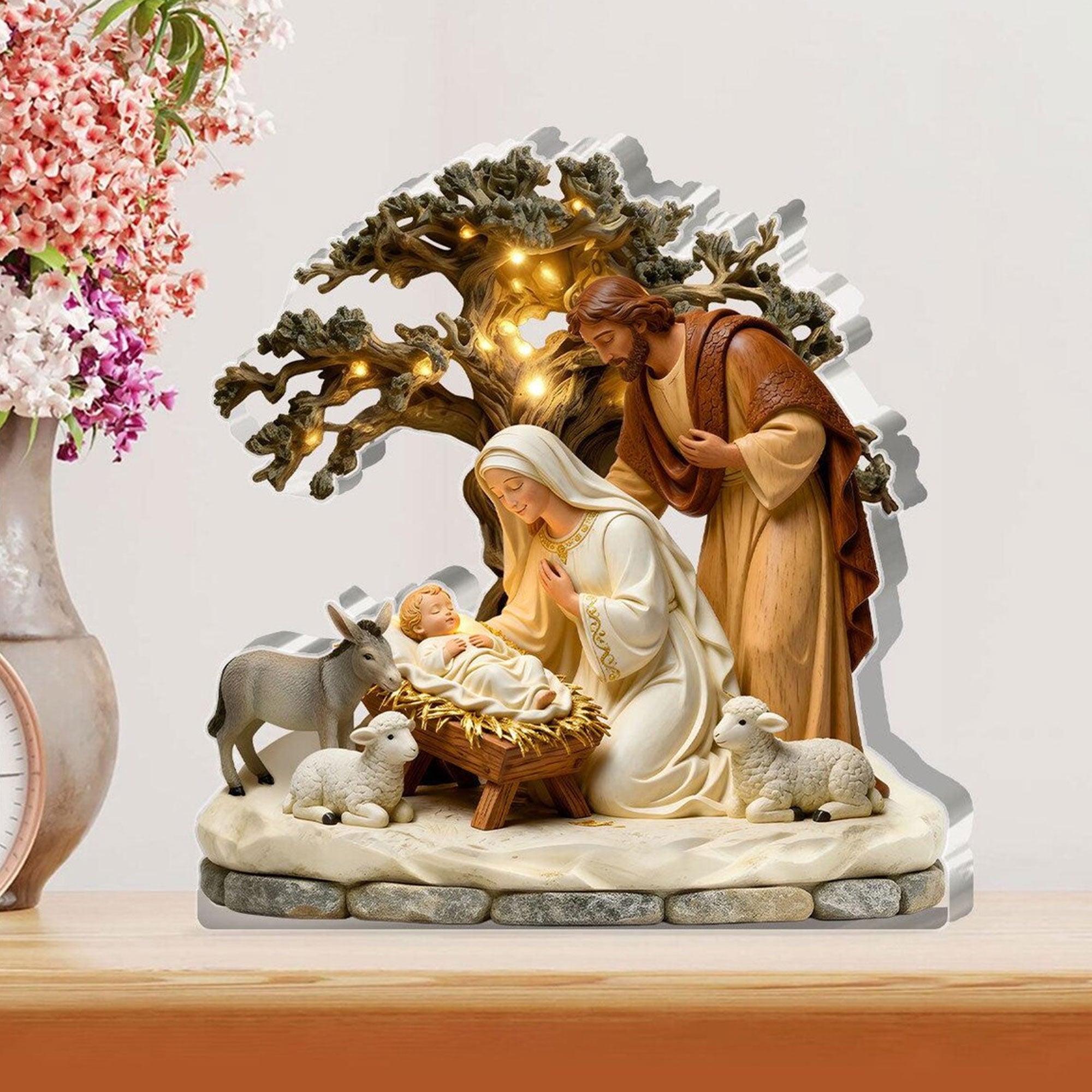 The Light of Bethlehem Custom Shaped Acrylic Plaque, Christian Nativity Gift, Christmas Faith Decor, Single-Sided 2D Flat Display