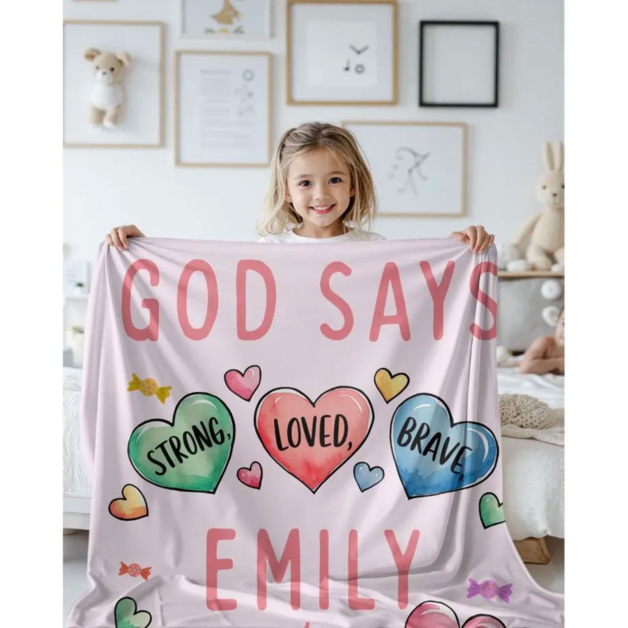 Custom Name Christian Throw Blanket, God Says You Are Blanket, Girls Baptism Gift, Bible Verse Blanket, Faith Gift for Her