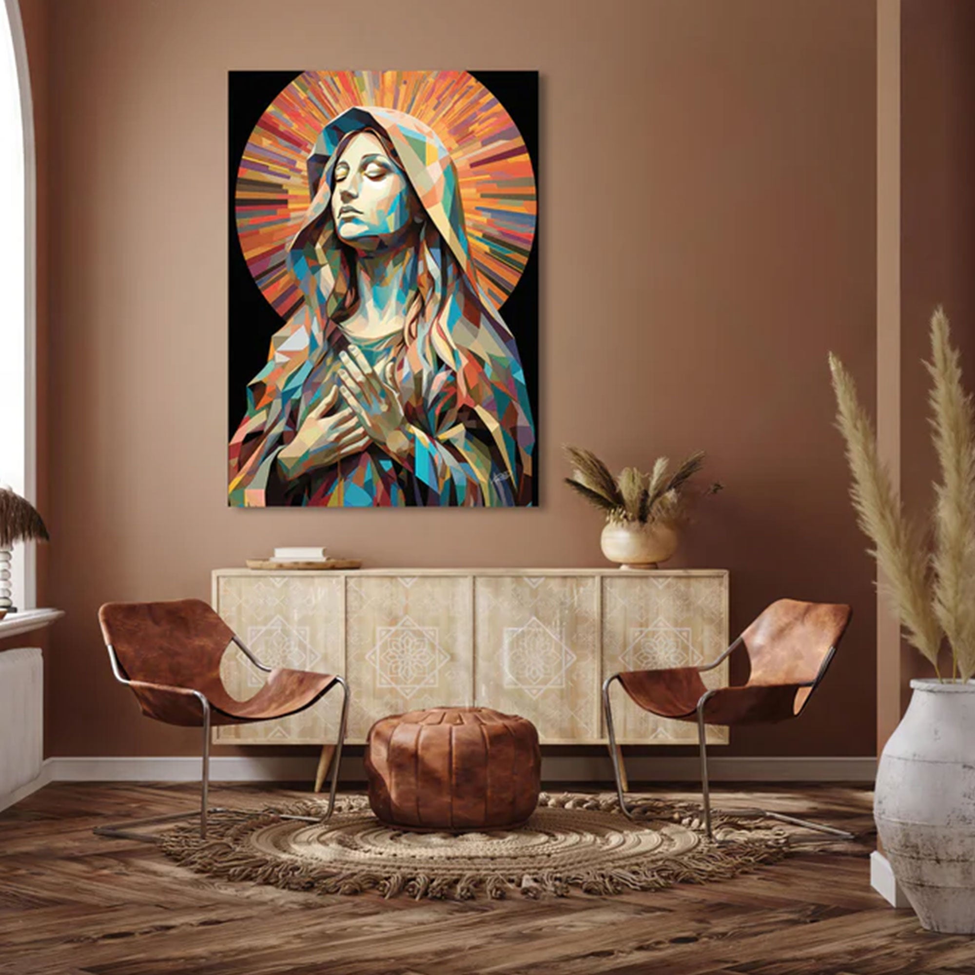 Mother Mary Canvas Print, Sacred Virgin Mary Wall Art, Catholic Blessed Mother Decor, Inspirational Faith Gift