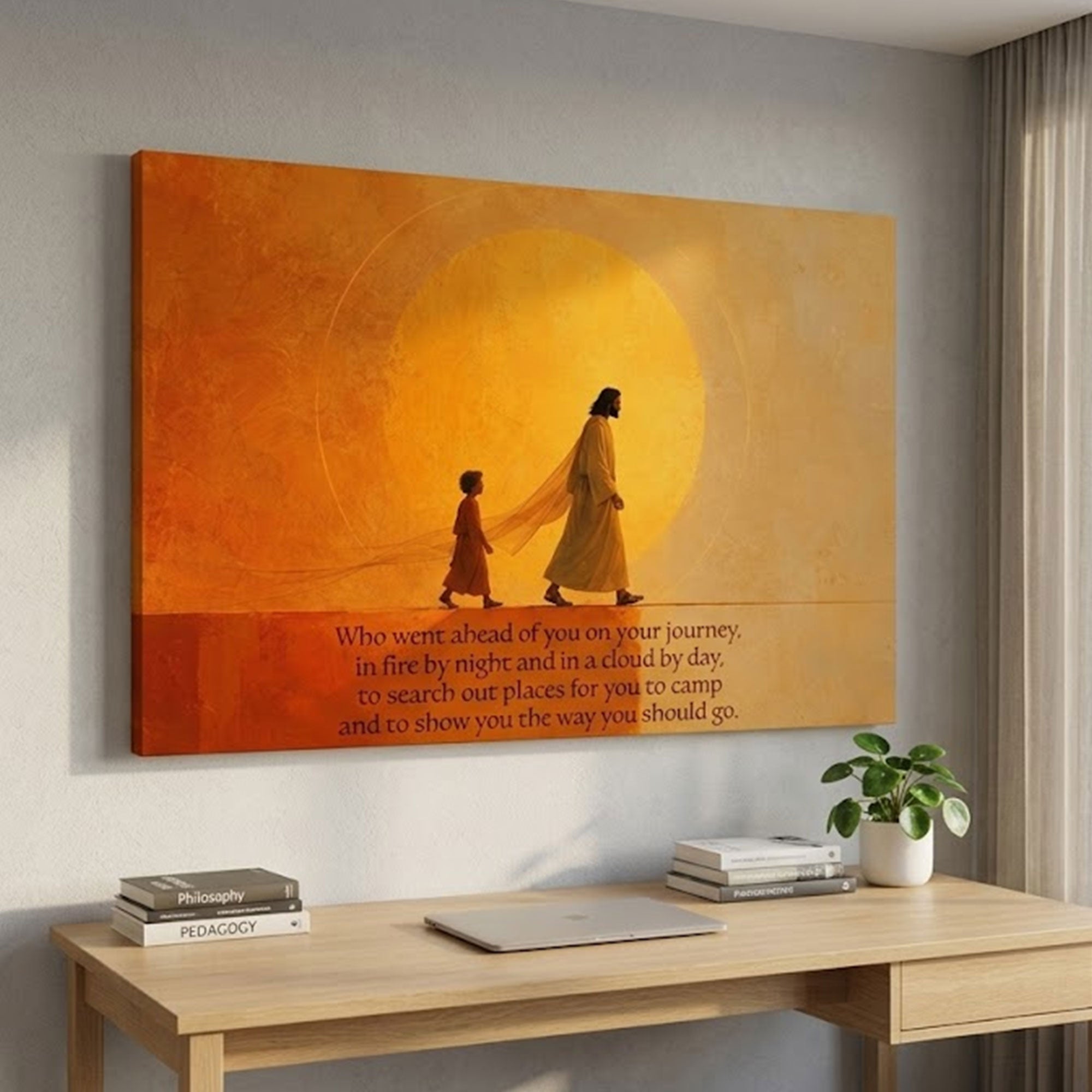 Inspirational Walking with Jesus Canvas Print, Spiritual Christian Wall Art, Faith and Guidance Home Decor