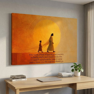 Inspirational Walking with Jesus Canvas Print, Spiritual Christian Wall Art, Faith and Guidance Home Decor
