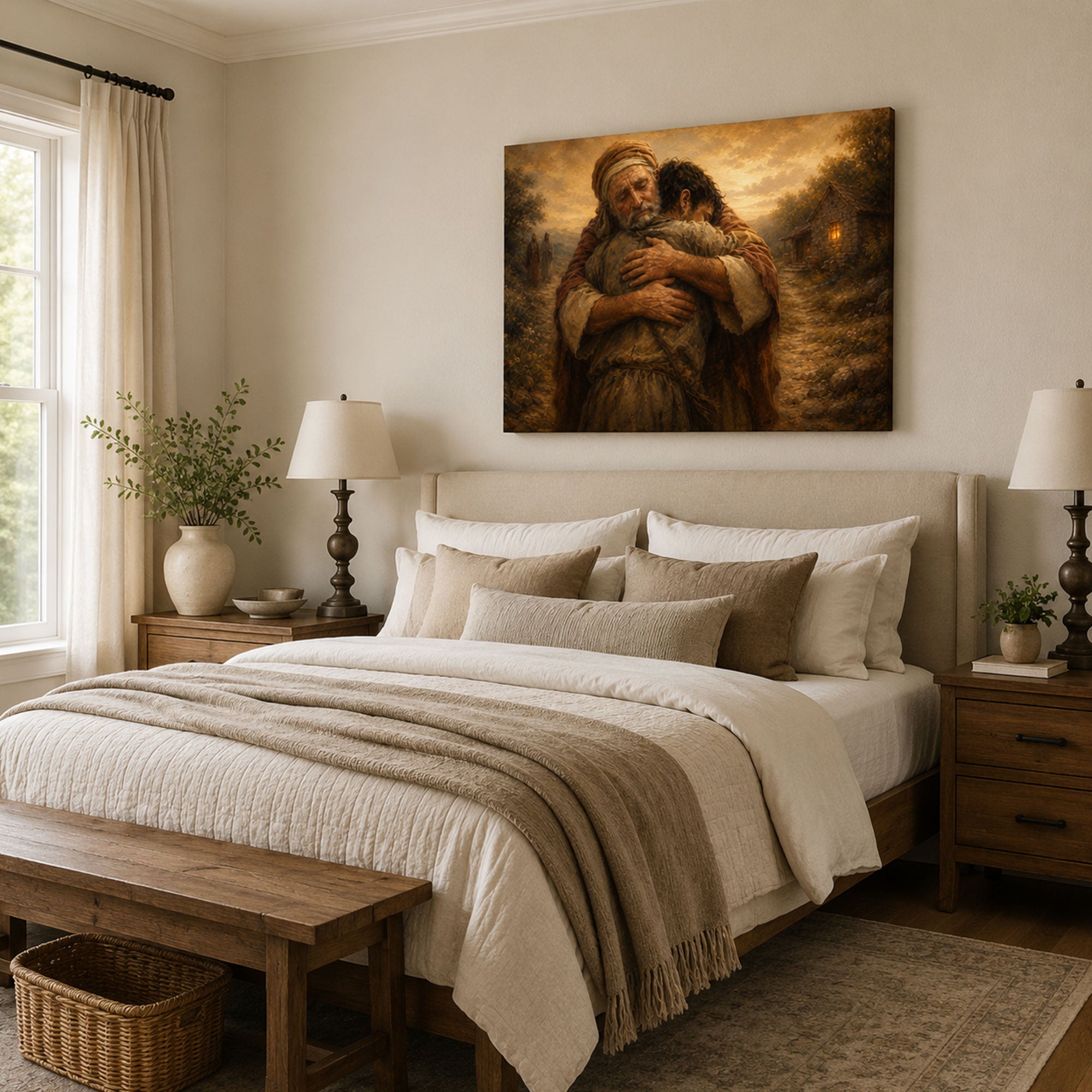 Prodigal Son and Forgiving Father Canvas Print, Christian Home Decor