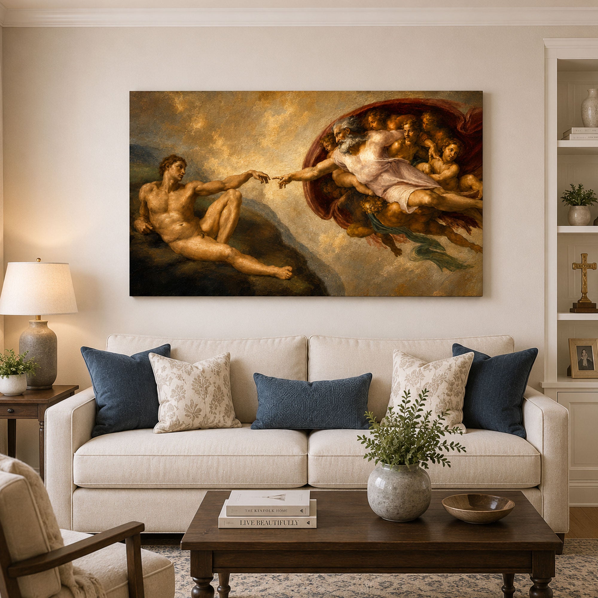 Creation of Adam Canvas Print, Christian Home Decor