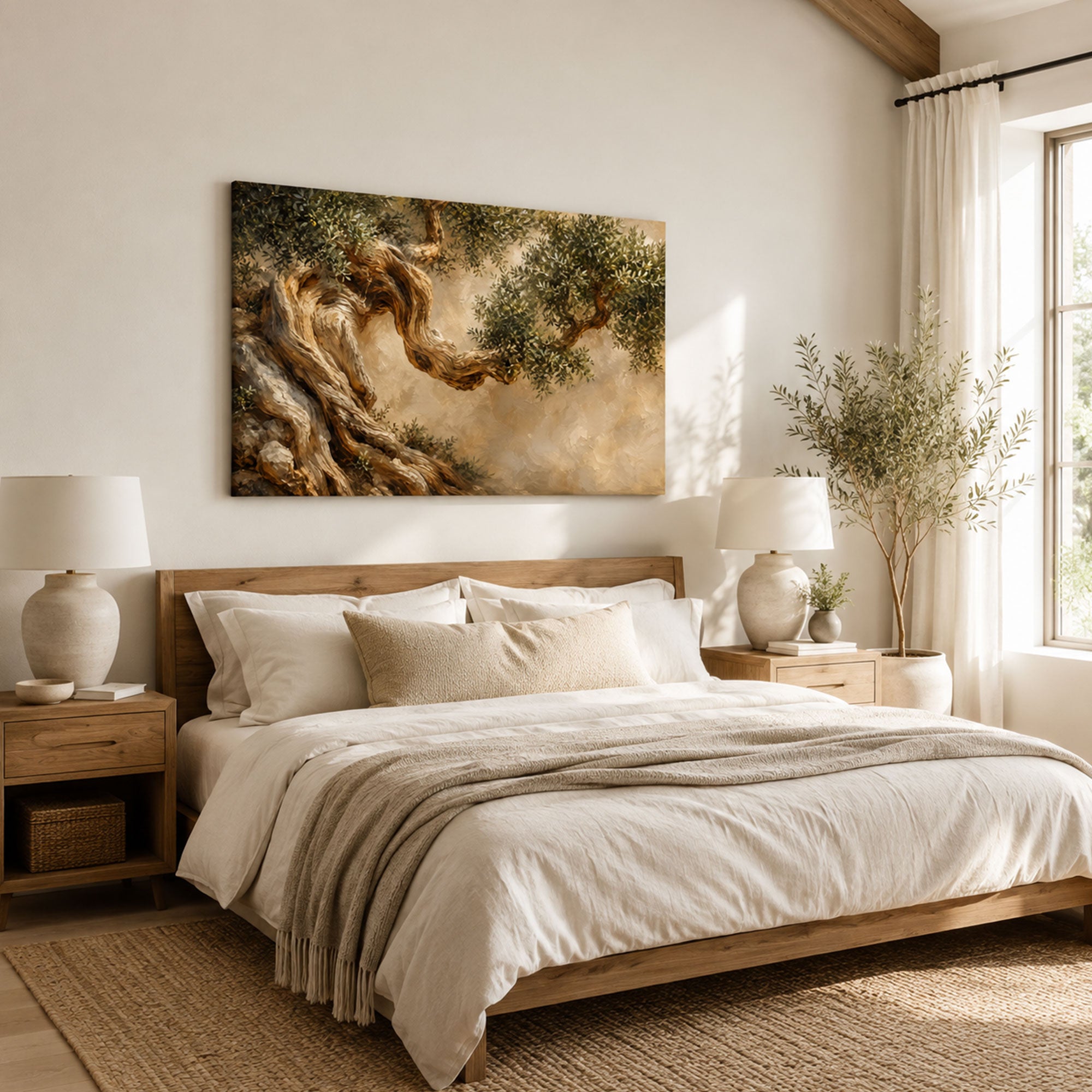 Ancient Olive Tree Canvas Print, Biblical Christian Wall Decor, Holy Land Faith Gift