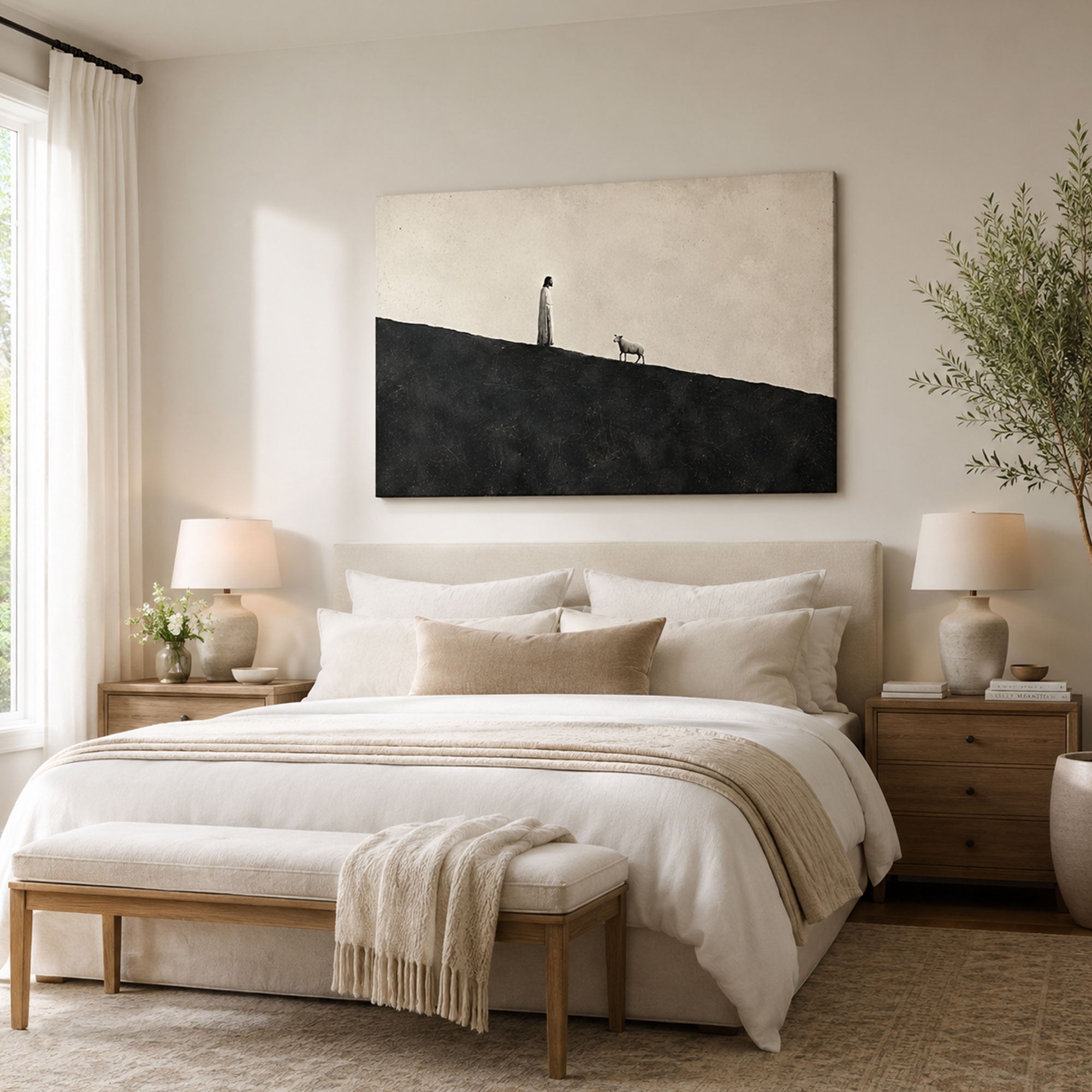 Minimalist Good Shepherd Canvas Print, Christian Home Decor