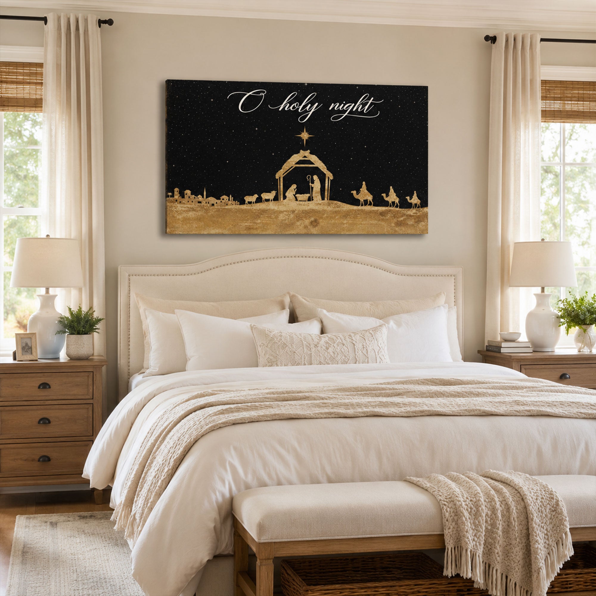 O Holy Night Nativity Canvas Print, Christian Home Decor