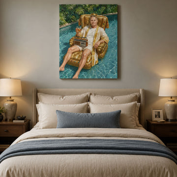 Custom Face For Dad’s Day Off Canvas, Personalized Pool King Portrait, Funny Father’s Day Gift