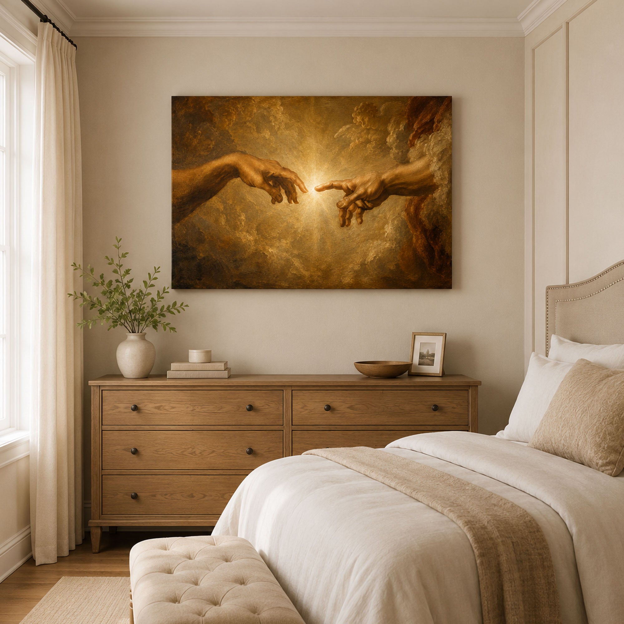 Genesis Creation of Man Canvas Print, Biblical Home Decor