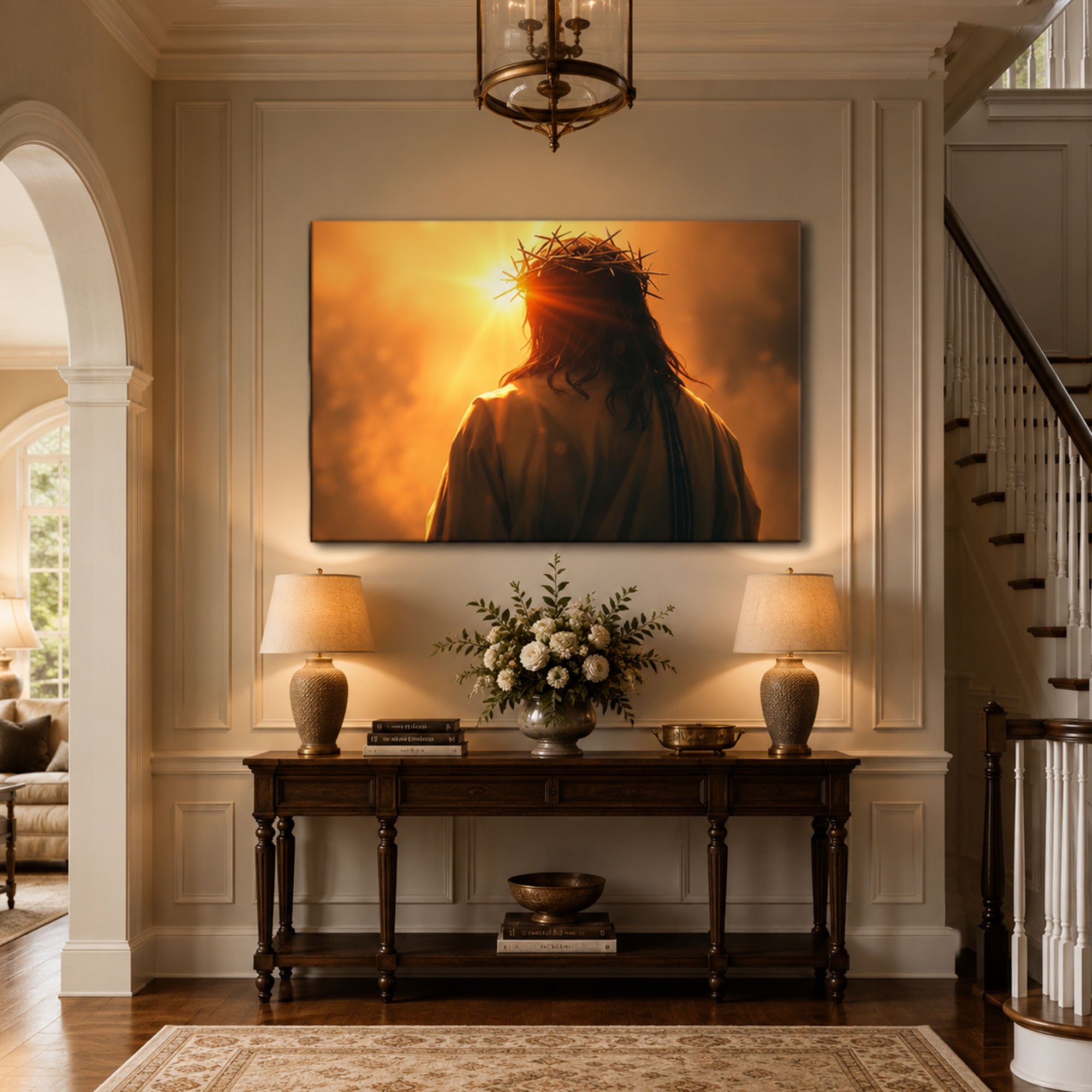 Jesus Crown of Thorns Wall Art Christian Canvas Print Passion of Christ Spiritual Redemption Decor