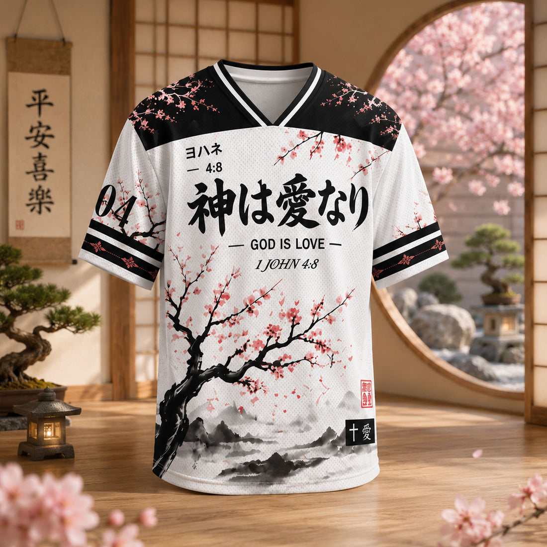 God Is Love No. 04 Mesh Jersey, 1 John 4:8 Christian Apparel
