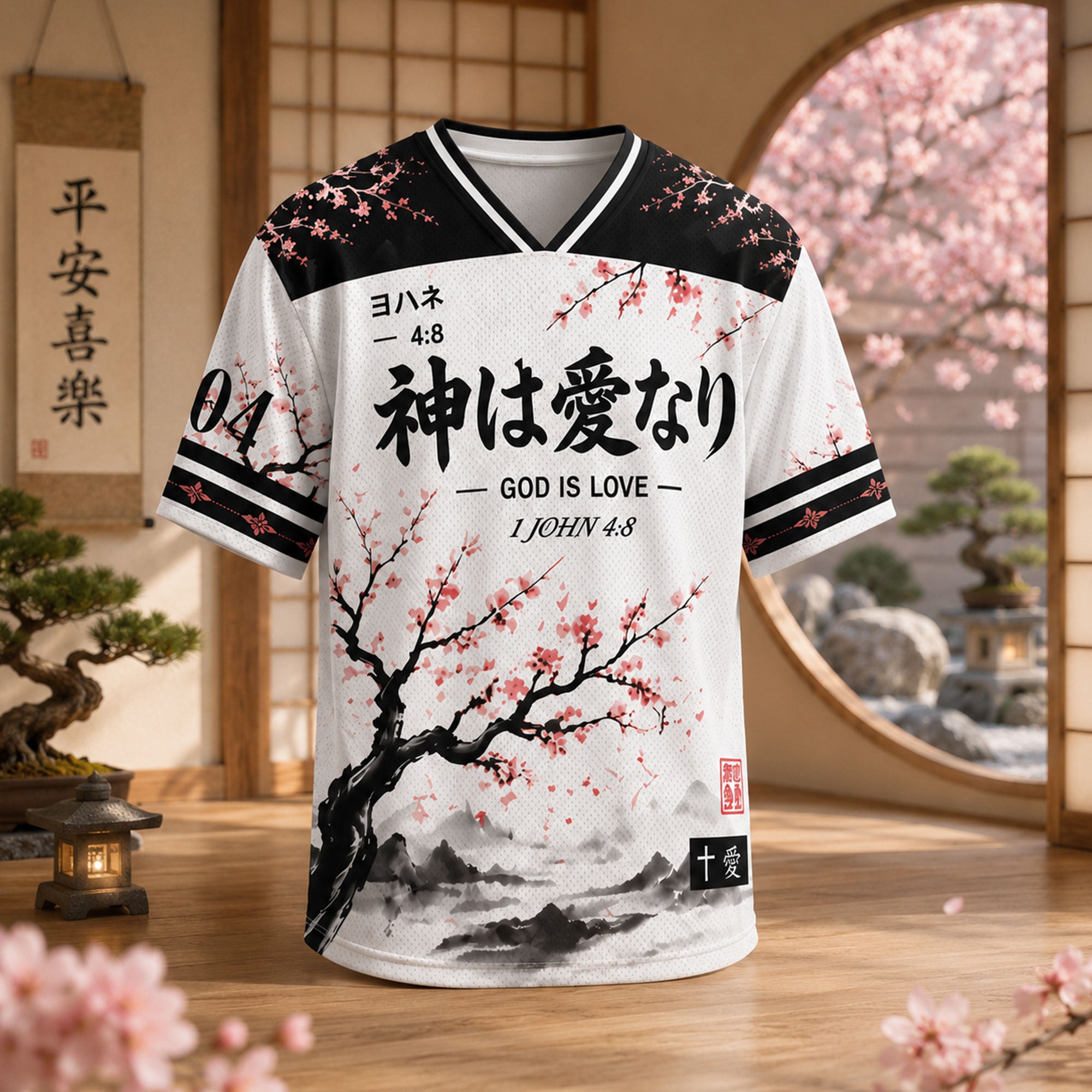 God Is Love No. 04 Mesh Jersey, 1 John 4:8 Christian Apparel