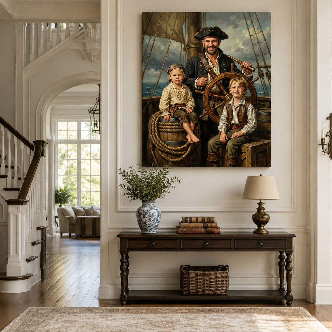 Custom Face For Dad Wild Pirates Canvas Print, Personalized Pirate Family Portrait, Father’s Day Gift