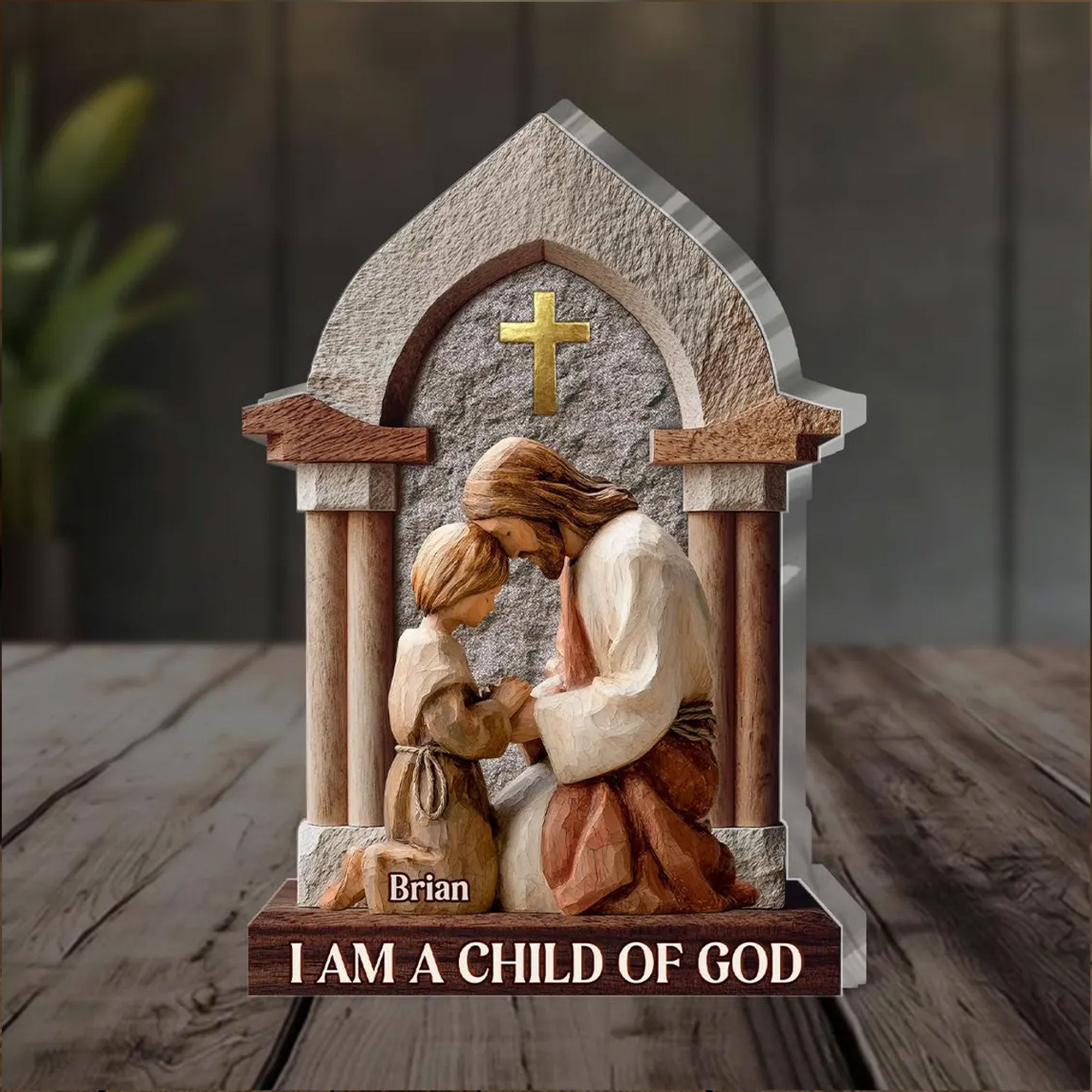 Personalized I Am a Child of God Acrylic Plaque, Custom Name Christian Gift for Kids, Baptism Decor, First Communion Keepsake