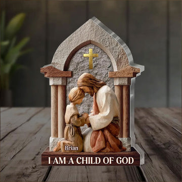 Personalized I Am a Child of God Acrylic Plaque, Custom Name Christian Gift for Kids, Baptism Decor, First Communion Keepsake