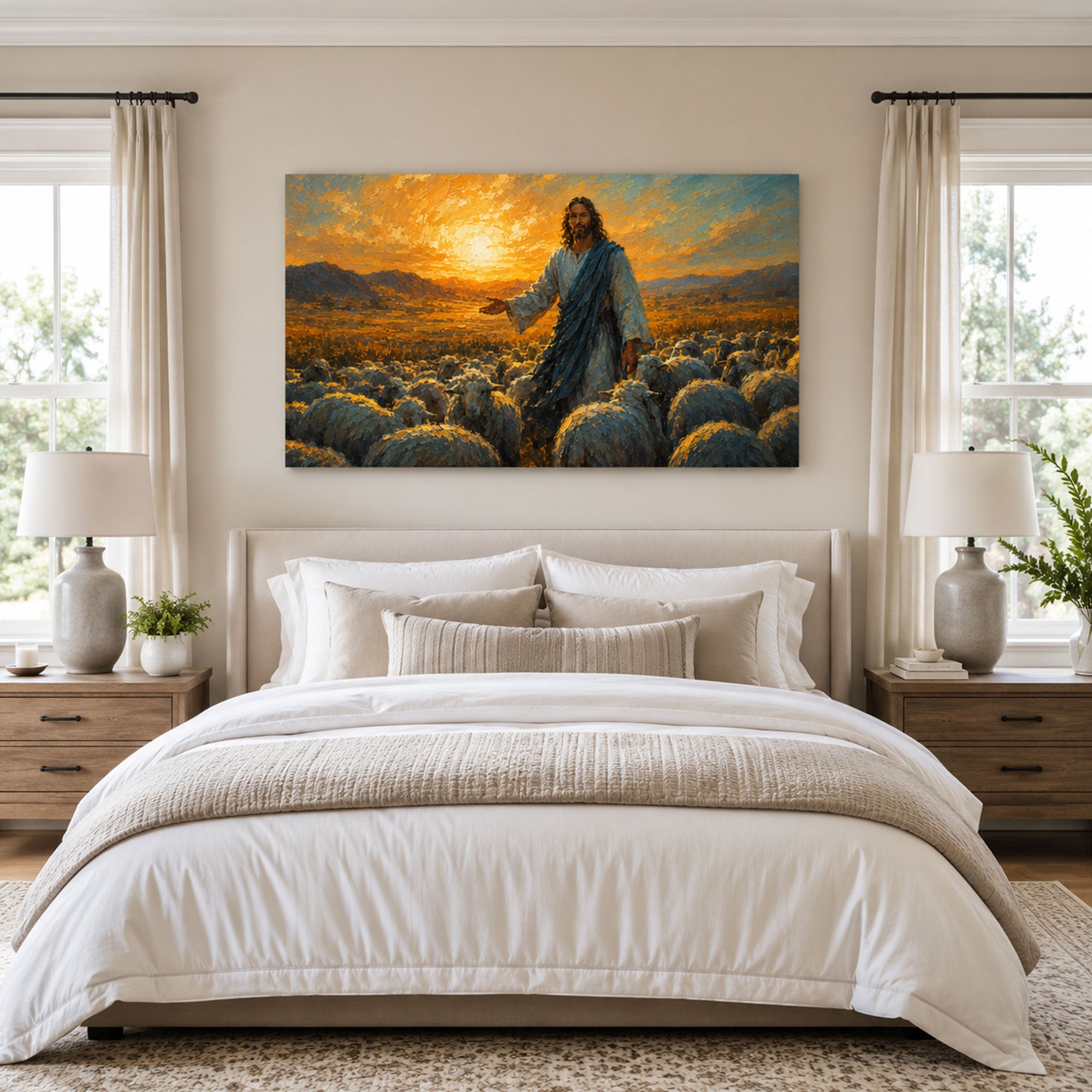 Jesus the Good Shepherd Canvas Print, John 10:11 Christian Wall Decor, Faith Gift