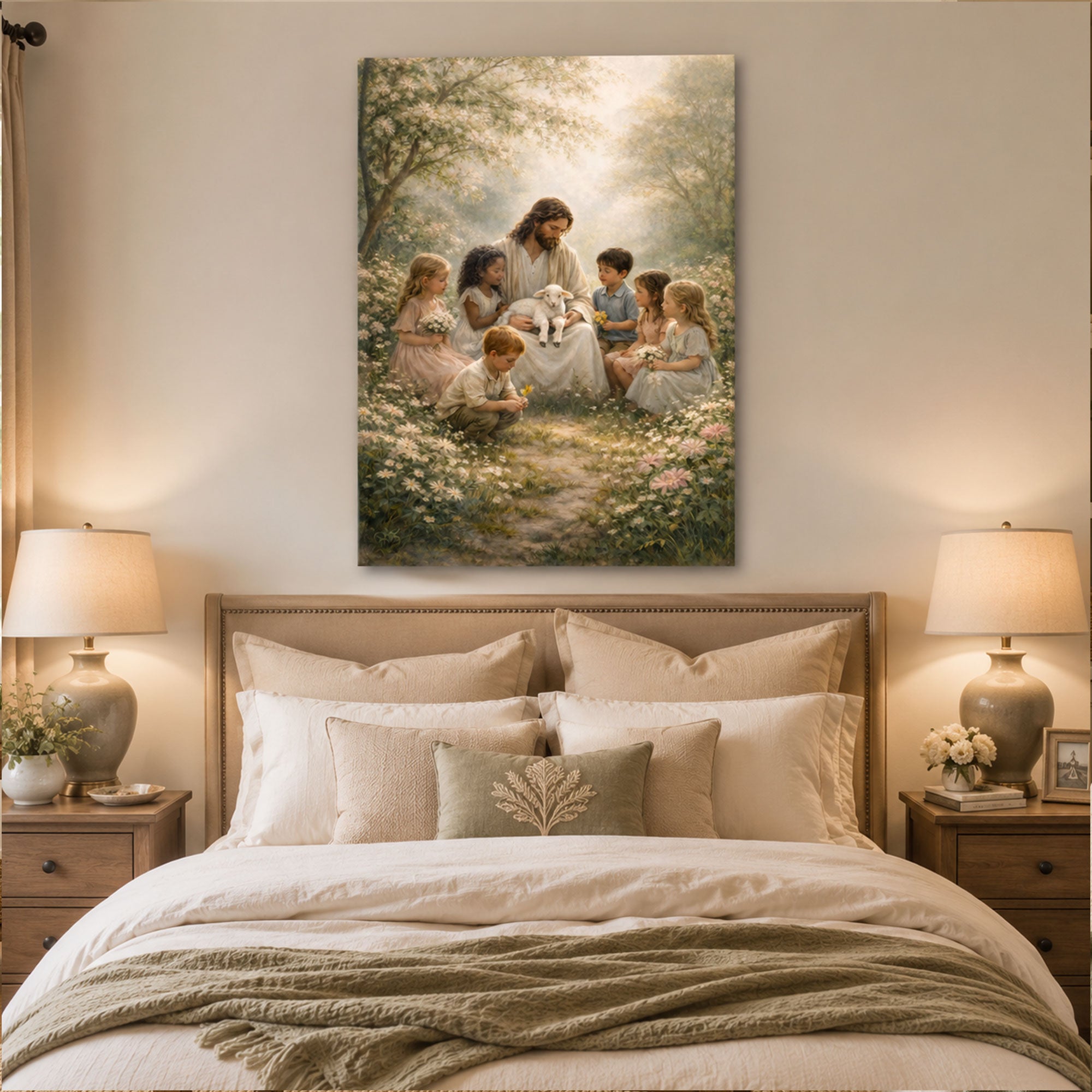 Jesus with Children Canvas Print Christian Wall Art Faith Inspired Family Home Decor