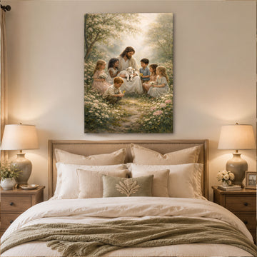 Jesus with Children Canvas Print Christian Wall Art Faith Inspired Family Home Decor