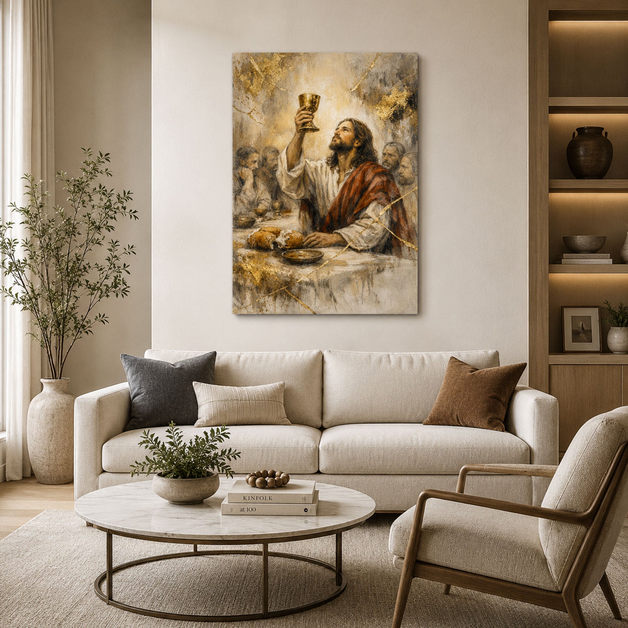 Holy Communion Canvas Print, Jesus Christ Religious Wall Art for Home Decor
