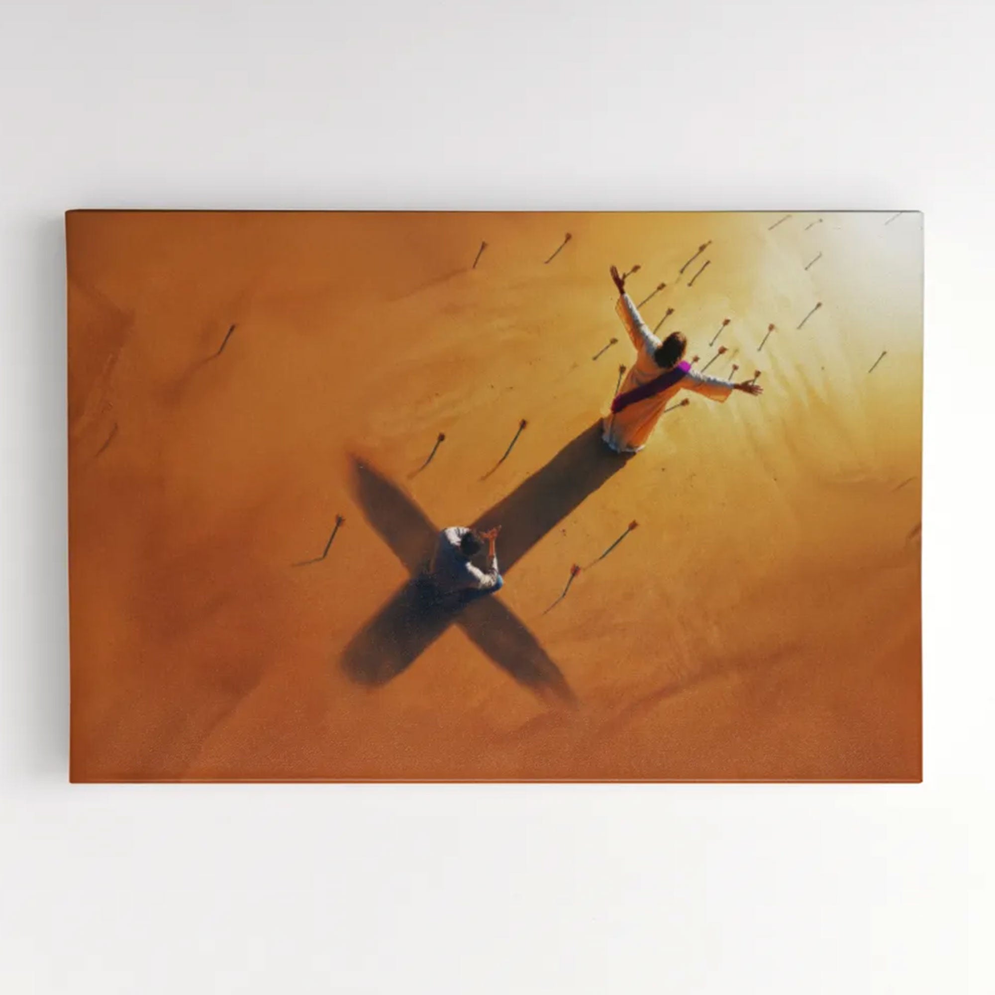 “Under His Shadow” Psalm 91:4–7 Canvas Print, The Cross Between Me and the Arrows, Christian Faith Wall Art