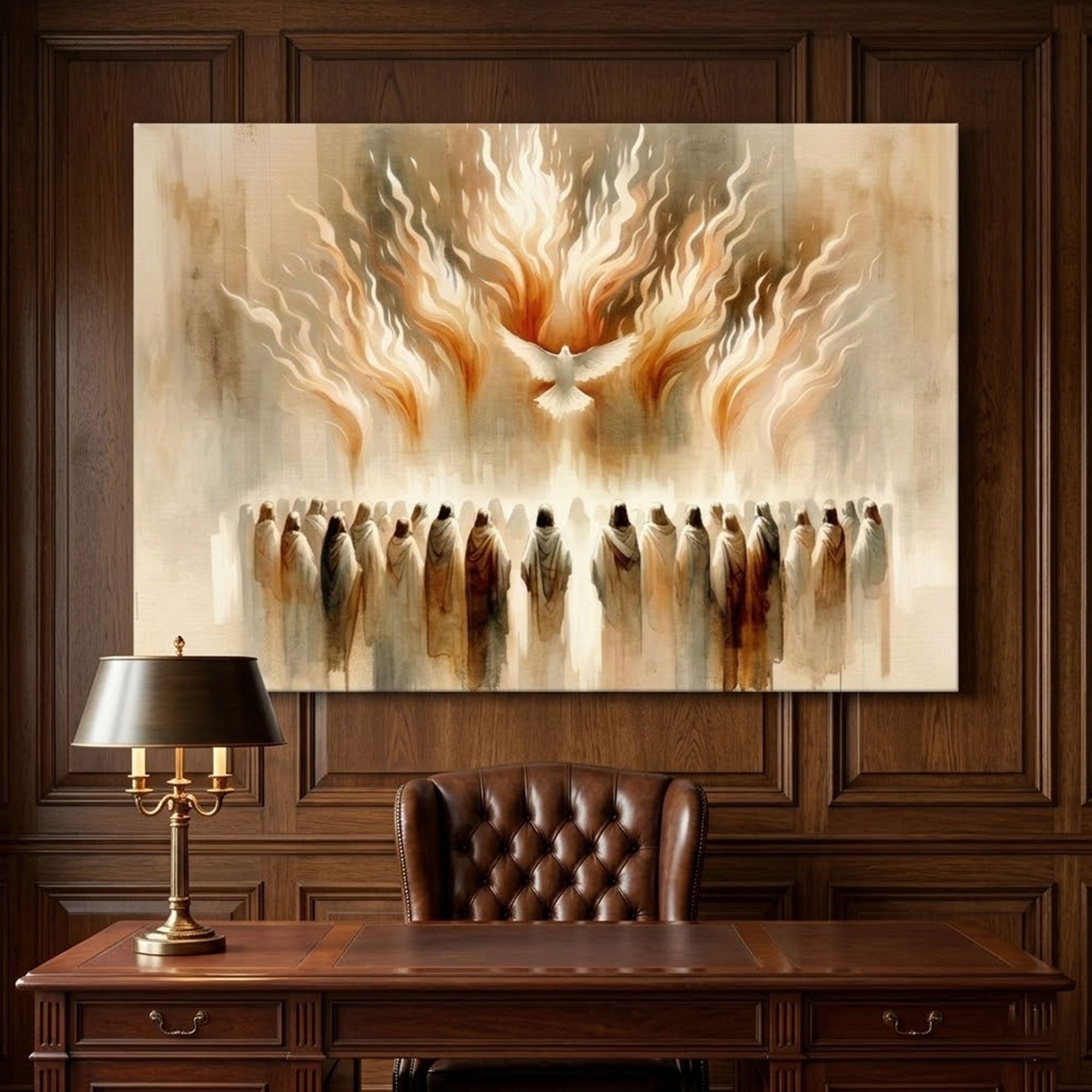 Pentecost Holy Spirit Watercolor Flame Canvas Print, Christian Wall Art, Inspirational Faith Home Decor