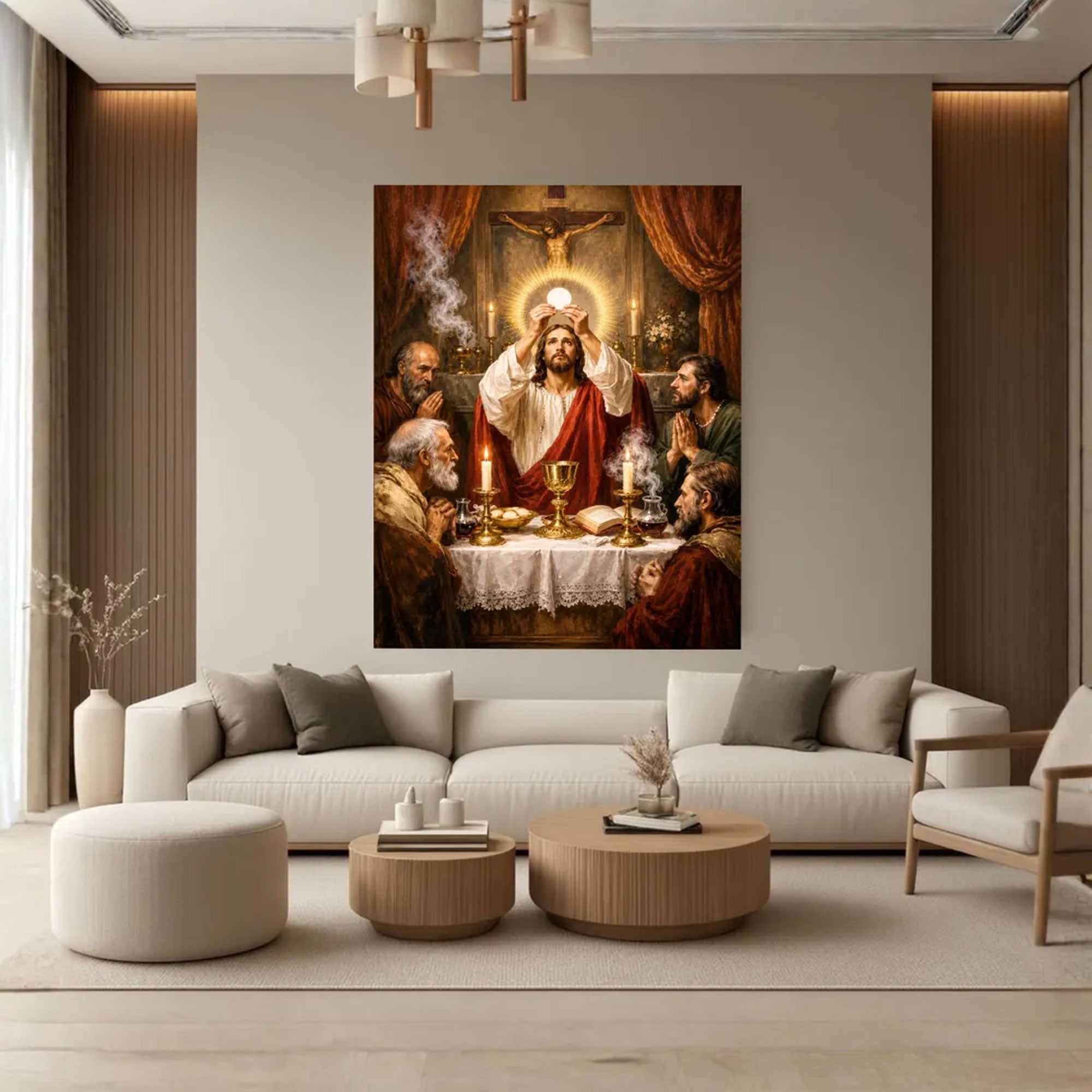 Jesus Holy Eucharist Canvas Print, Christian Wall Art, Catholic Religious Faith Home Decor