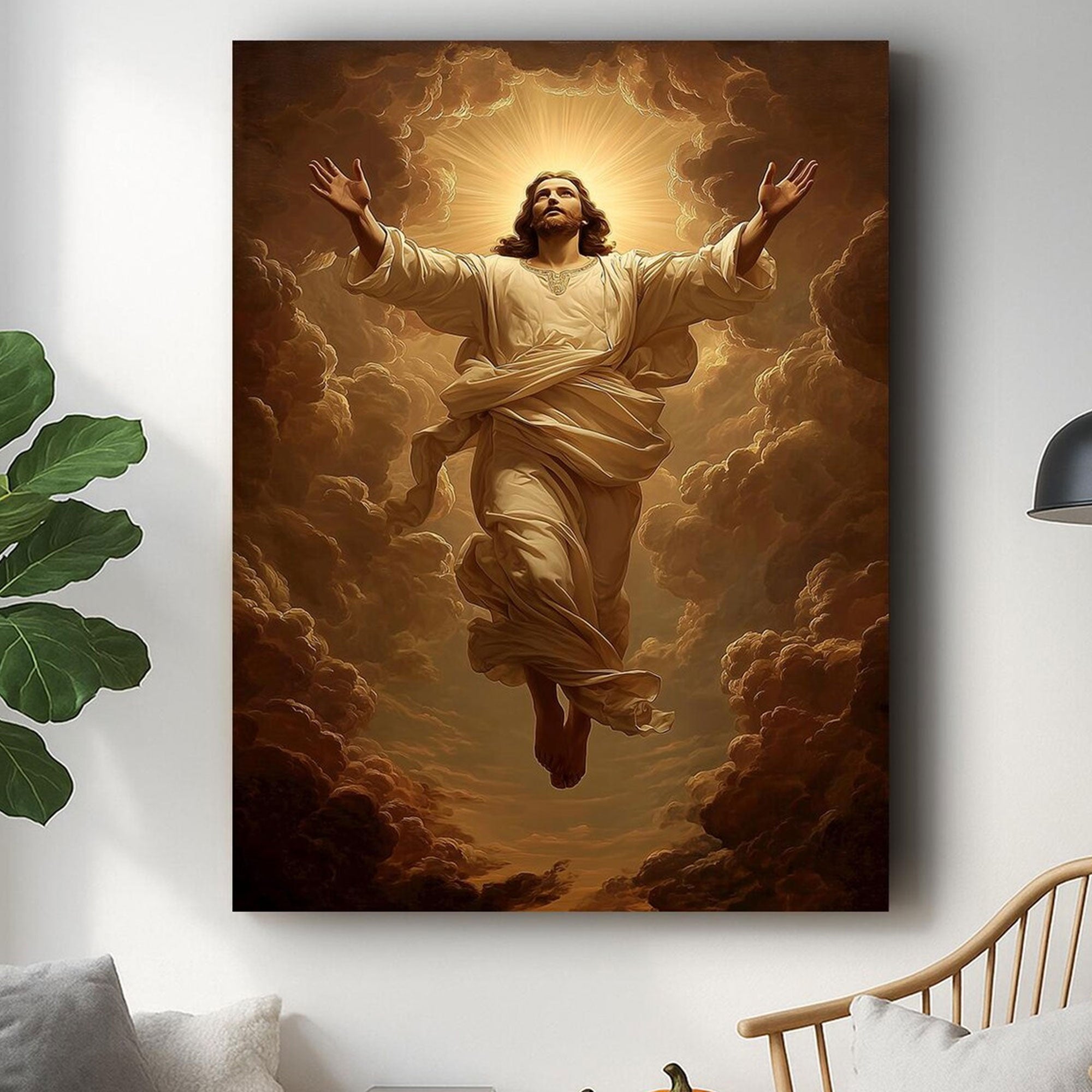 Jesus Ascension Canvas Print, Christian Wall Art, Heaven Glory Decor, Religious Faith Home Decor