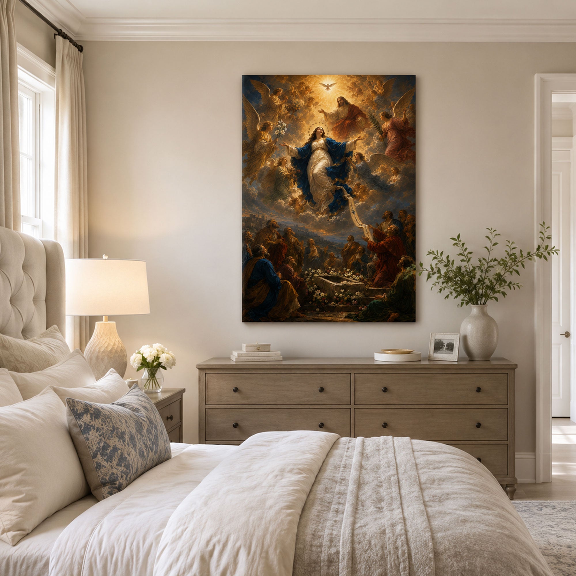 Assumption of Virgin Mary Canvas Print, Catholic Home Decor