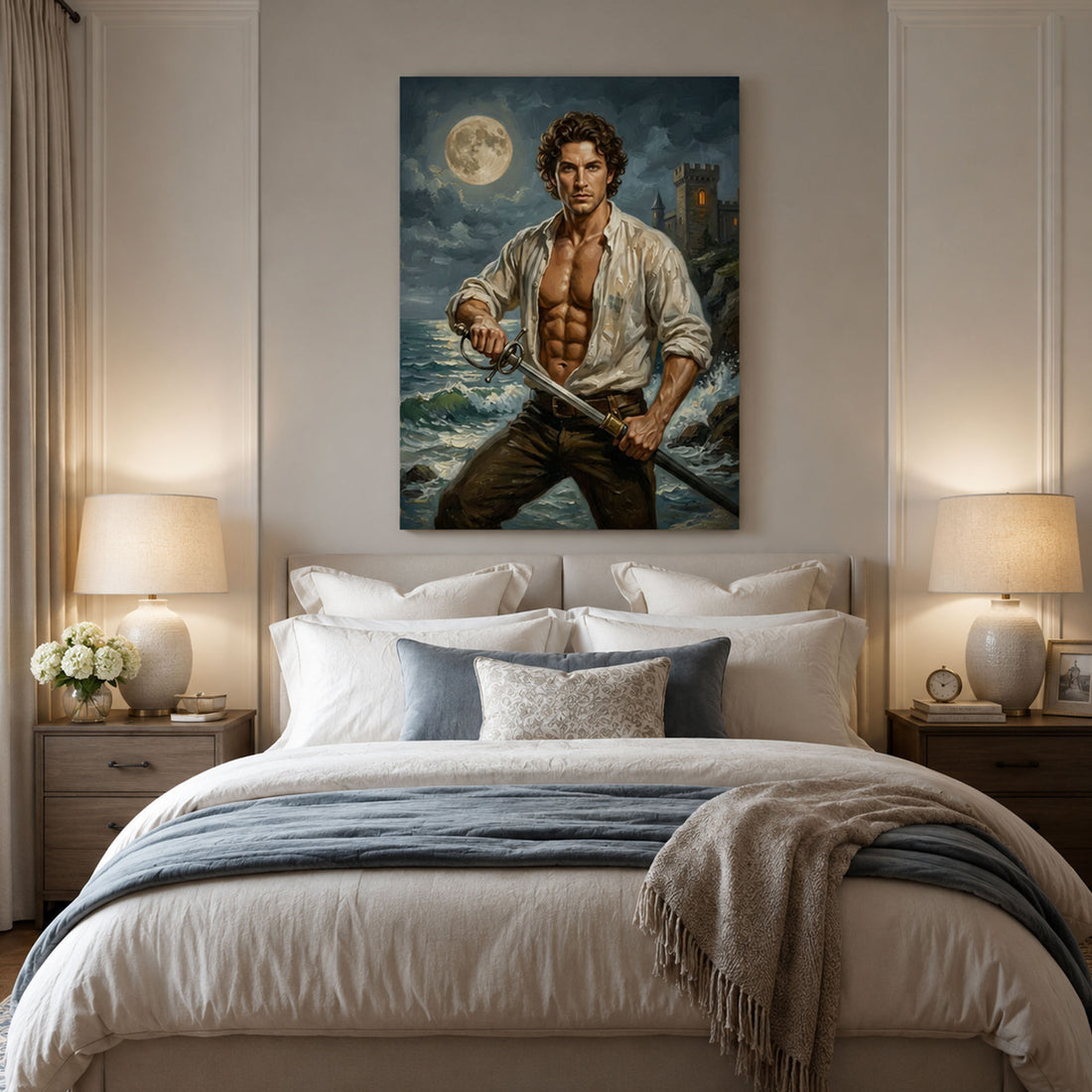 Custom Face For Dad Rogue Adventurer Canvas, Personalized Swashbuckler Portrait, Funny Father’s Day Gift