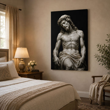 Jesus Crown of Thorns Canvas Print, Catholic Passion Wall Art, Faith Home Decor Gift