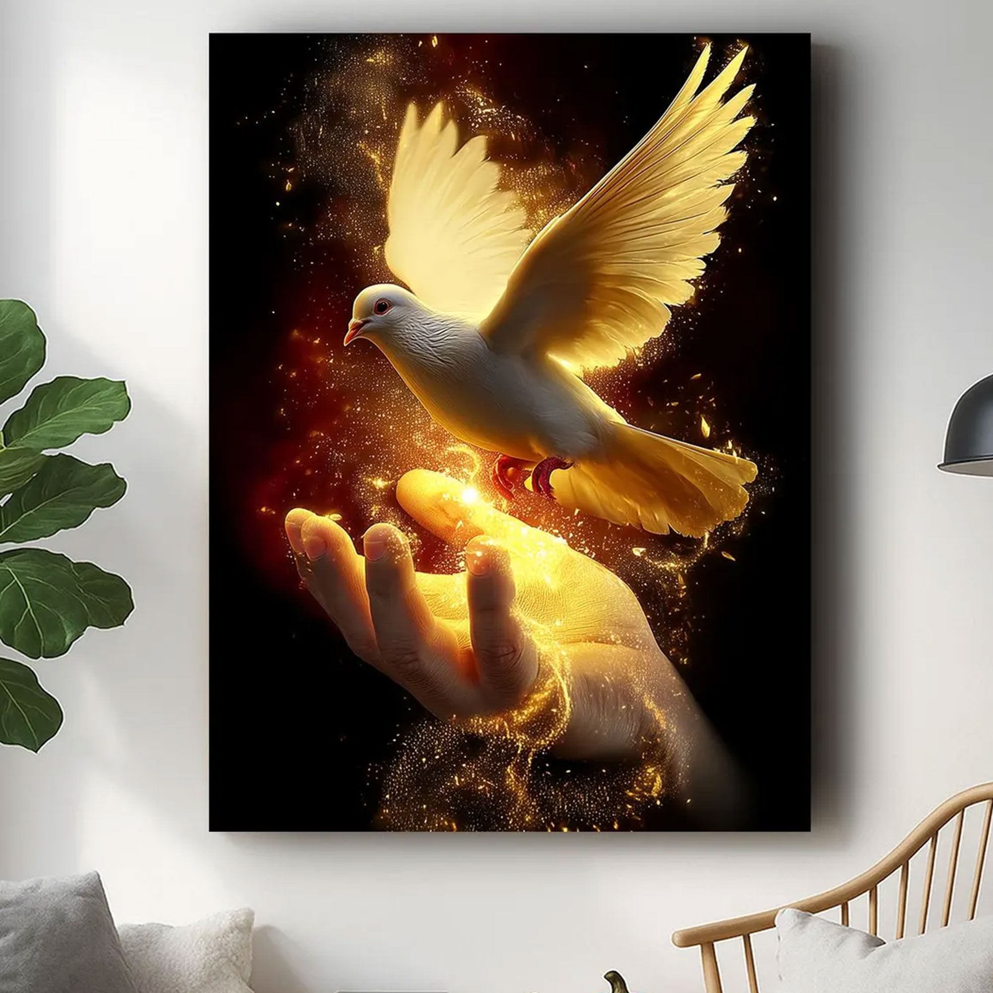 Holy Spirit Dove Canvas Print, Christian Faith Wall Art, Symbol of Divine Presence and Light, Spiritual Home Decor, Inspirational Religious Gift