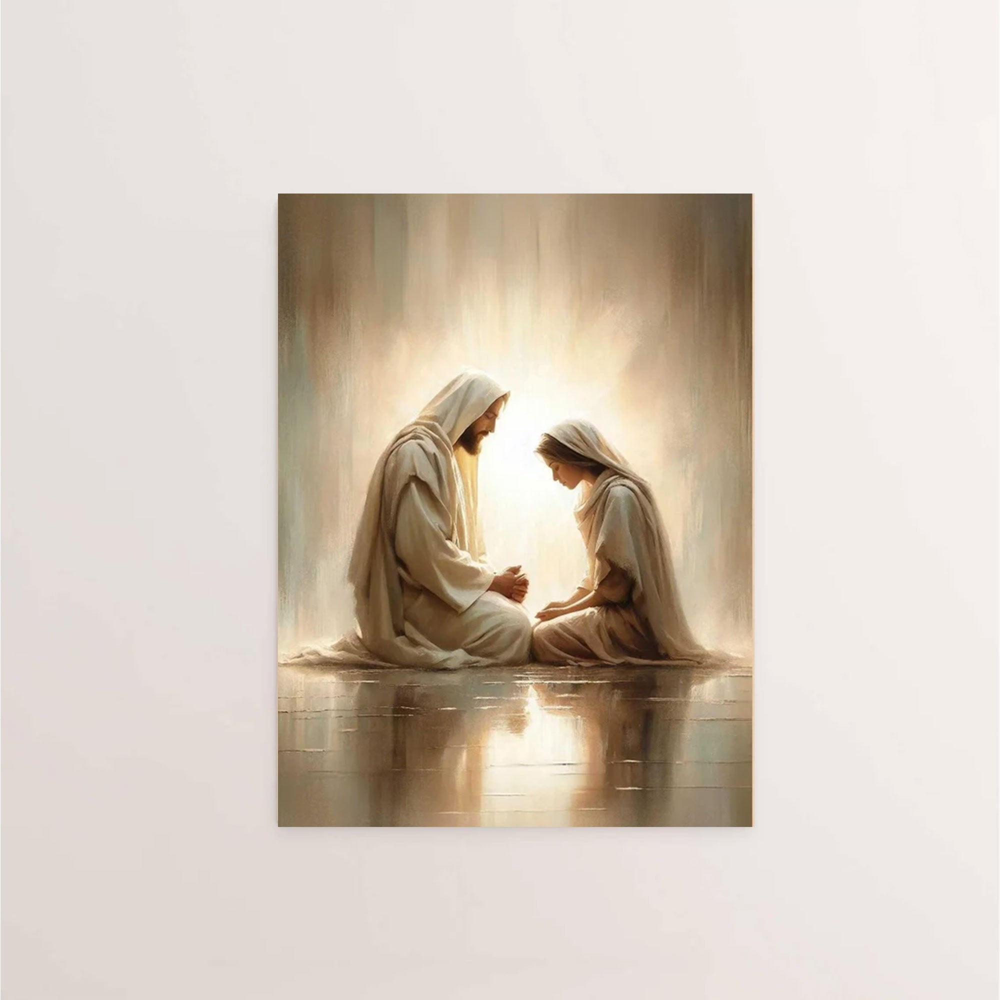 Divine Prayers, Jesus and Girl Canvas Art, Inspirational Picture of Christ, LDS Christian Art & Bible Prints Canvas