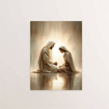 Divine Prayers, Jesus and Girl Canvas Art, Inspirational Picture of Christ, LDS Christian Art & Bible Prints Canvas