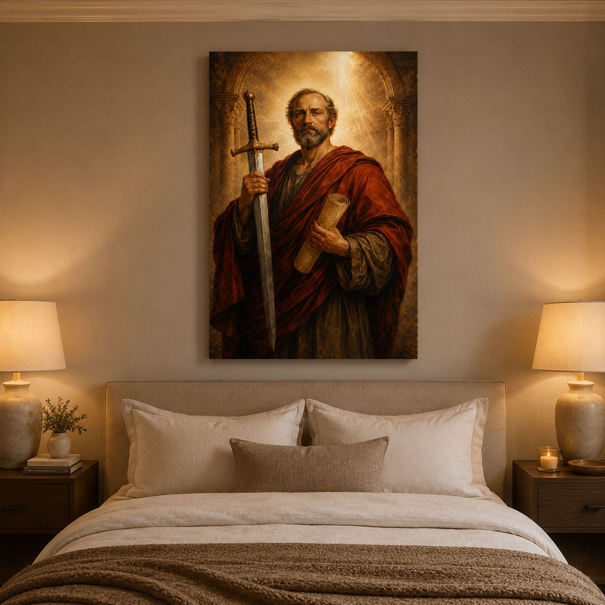 St. Paul the Apostle Canvas Print, Catholic Saint Wall Art, Faith Home Decor Gift