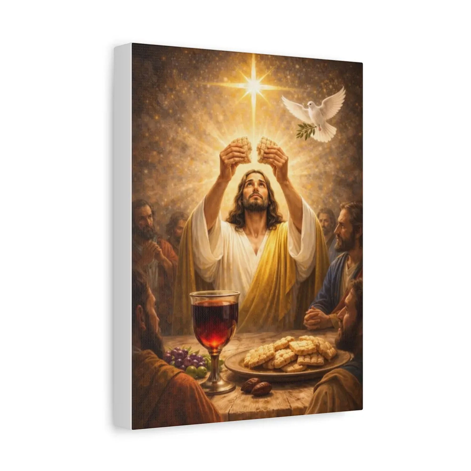 The Last Supper Communion Canvas Print, Matte Stretched Christian Wall Art, Religious Faith Home Decor
