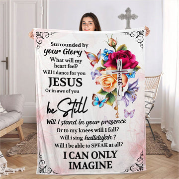 Will I Dance For You Jesus Fleece Blanket, Floral Cross Blanket, Christian Faith Throw, Inspirational Religious Gift, Home Decor