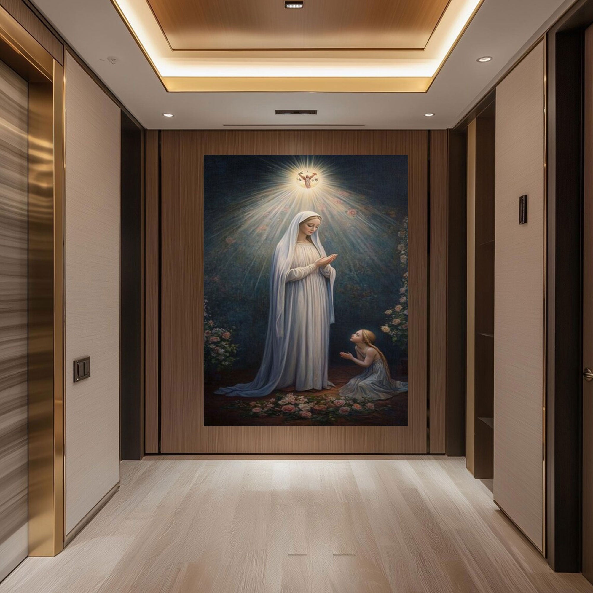 Holy Mary and Child Canvas Wall Art, Virgin Mother Baby Jesus Painting, Catholic Religious Decor