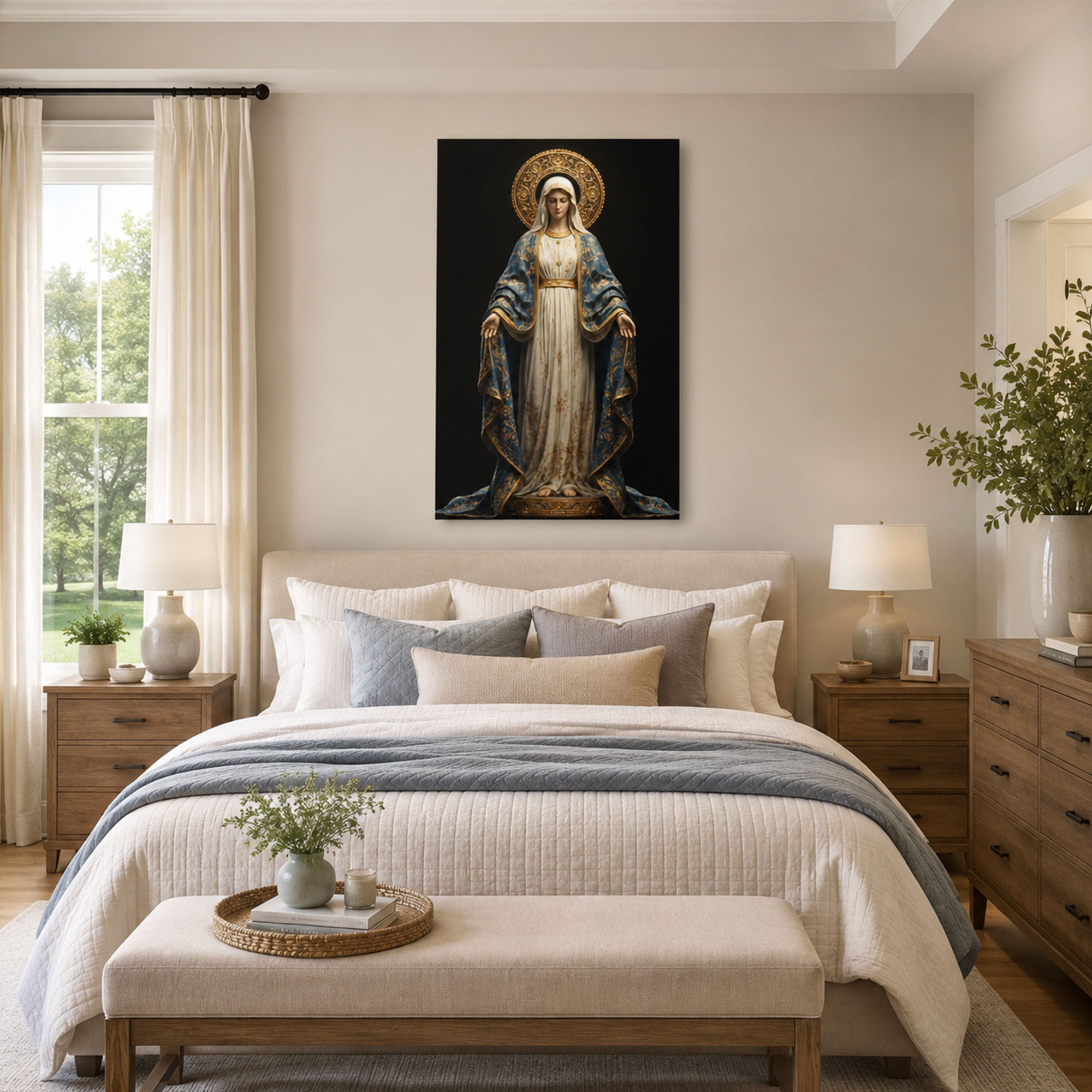 Immaculate Conception Virgin Mary Canvas Print, Catholic Wall Decor, Marian Faith Gift
