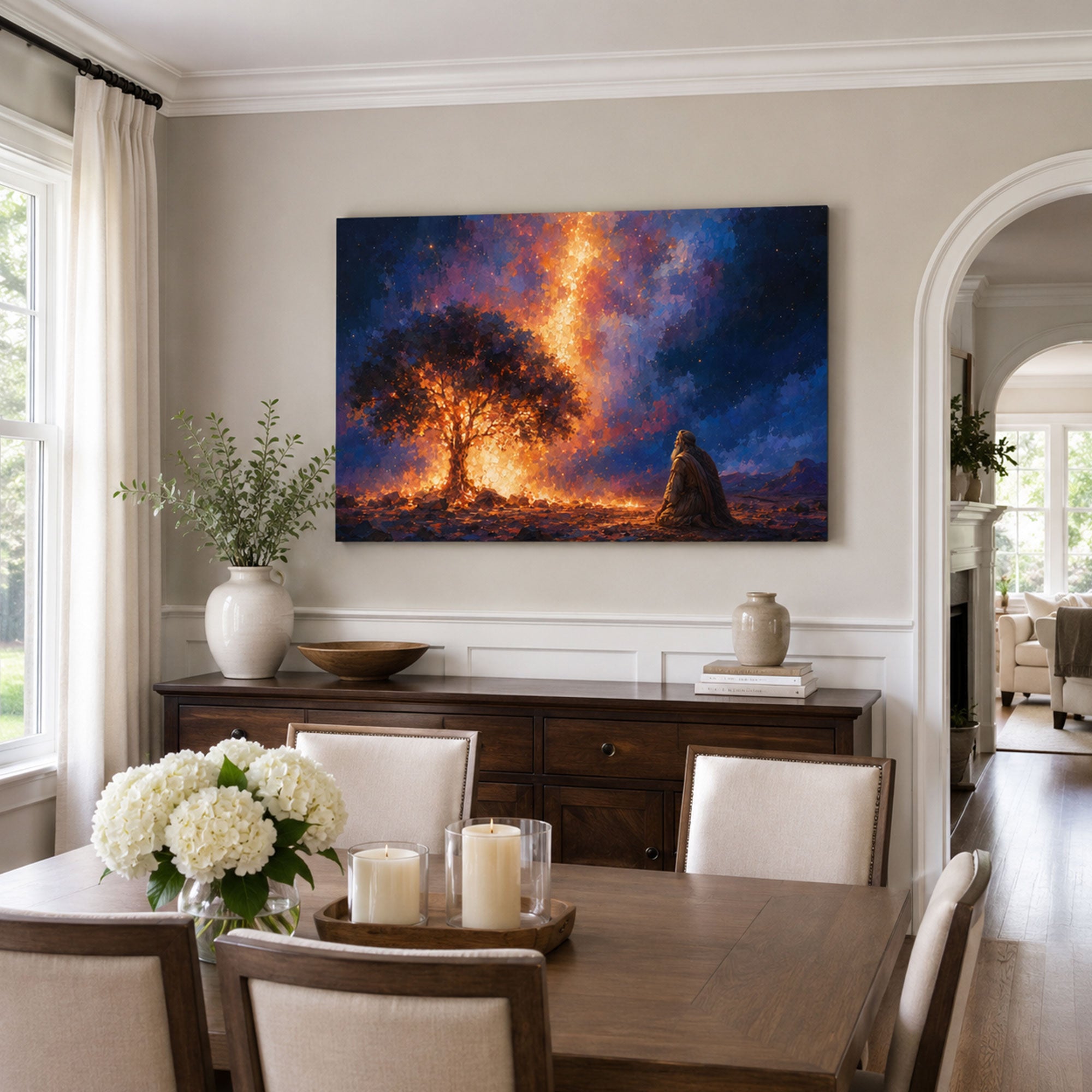 Moses and the Burning Bush Canvas Print, Christian Home Decor