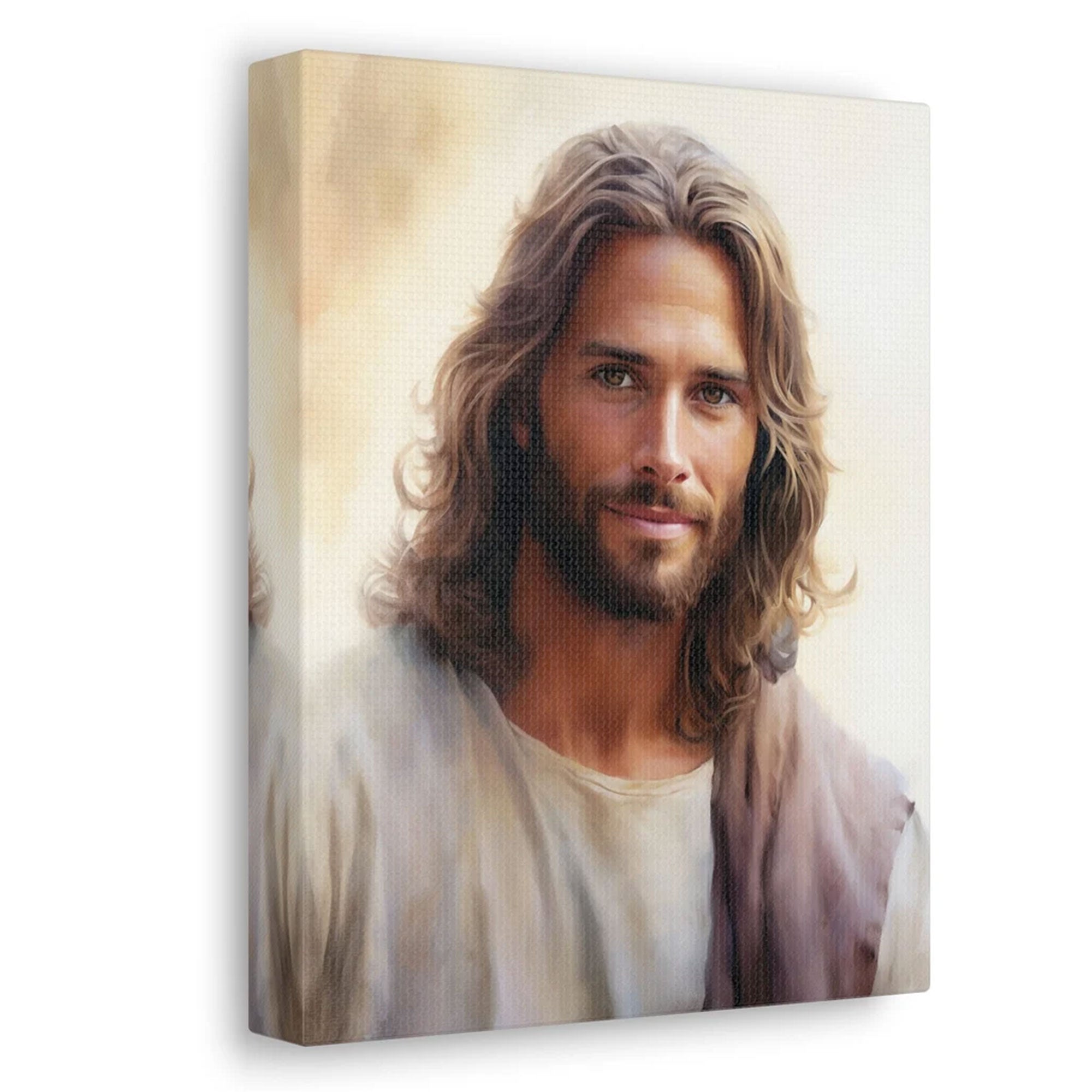 Jesus Portrait Canvas Print, Smiling Jesus Wall Art, Ready to Hang Christian Home Decor, Religious Gift