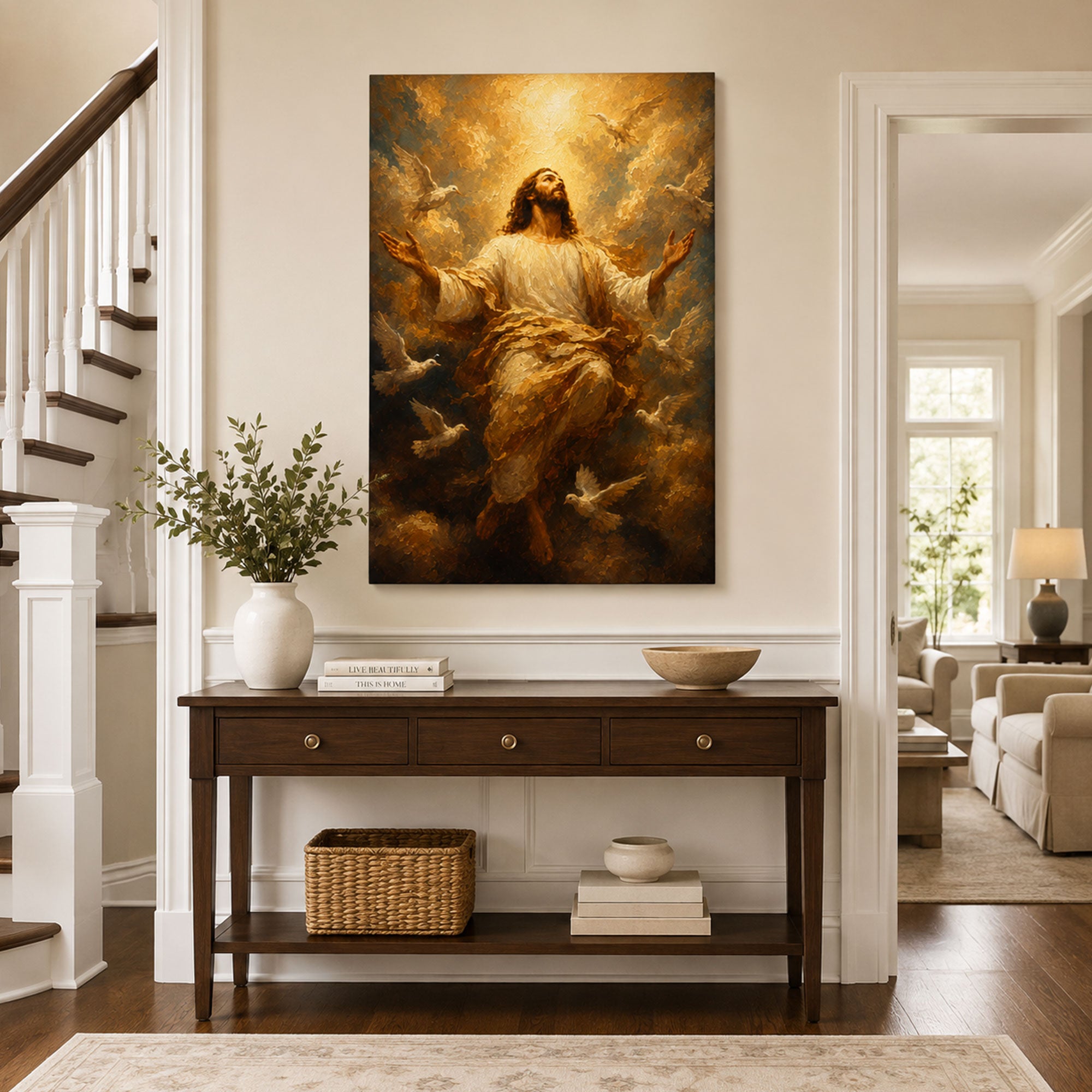Ascension of Jesus Christ Canvas Print, Risen Lord in Heavenly Glory, Christian Wall Decor, Faith Gift