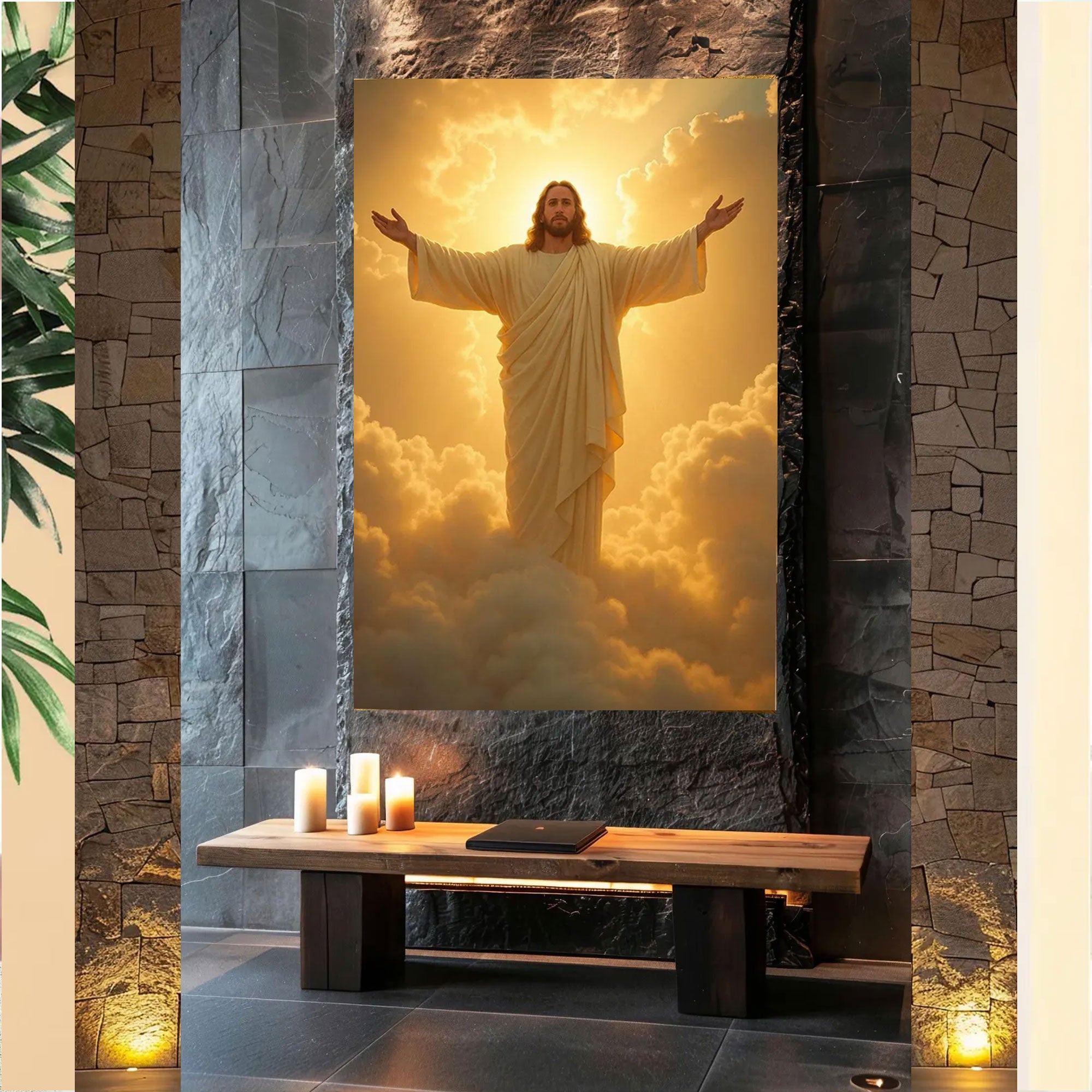 Resurrected Jesus Canvas Print, Ascension of Christ Wall Art, Christian Religious Home Decor, Inspirational Faith Gift for Family, Easter Spiritual Artwork