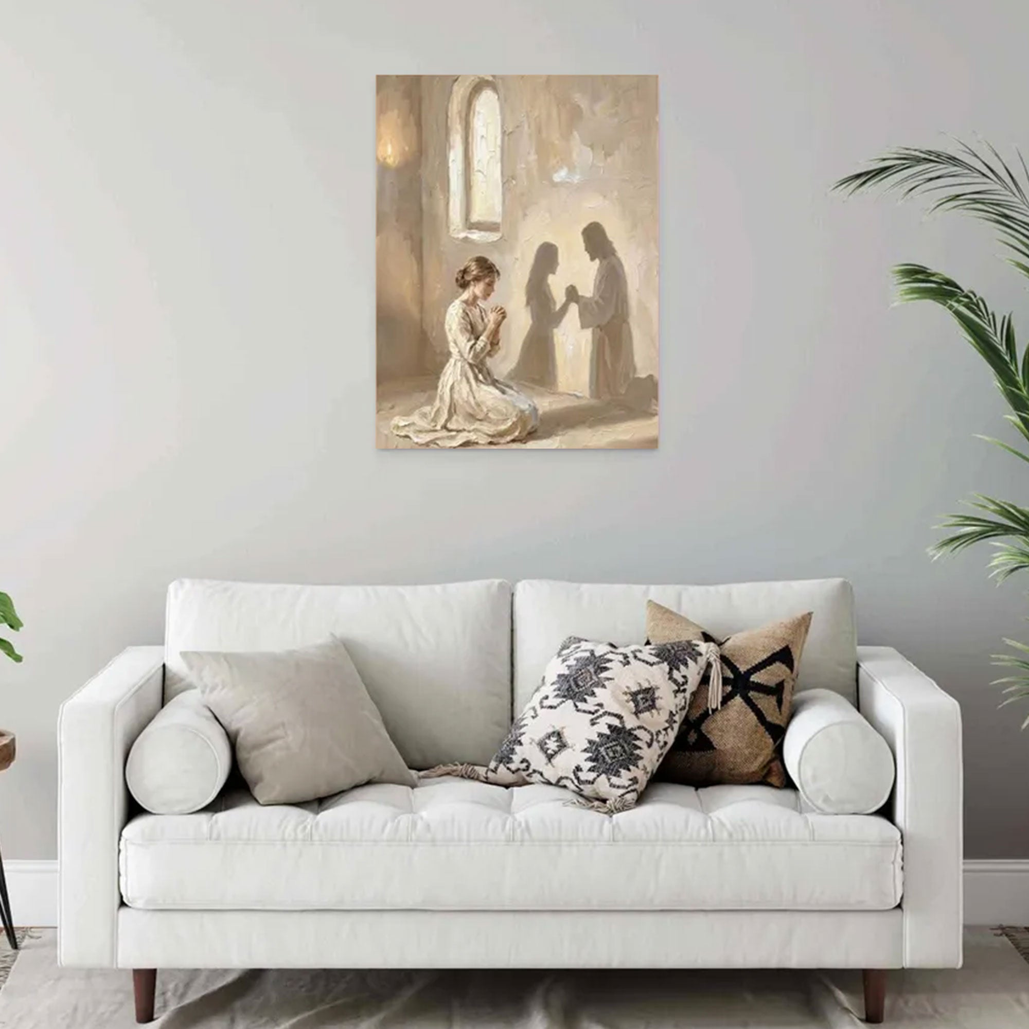 With You Canvas Print, Jesus Praying with Woman Wall Art, Christian Faith Decor, Inspirational Bible Artwork
