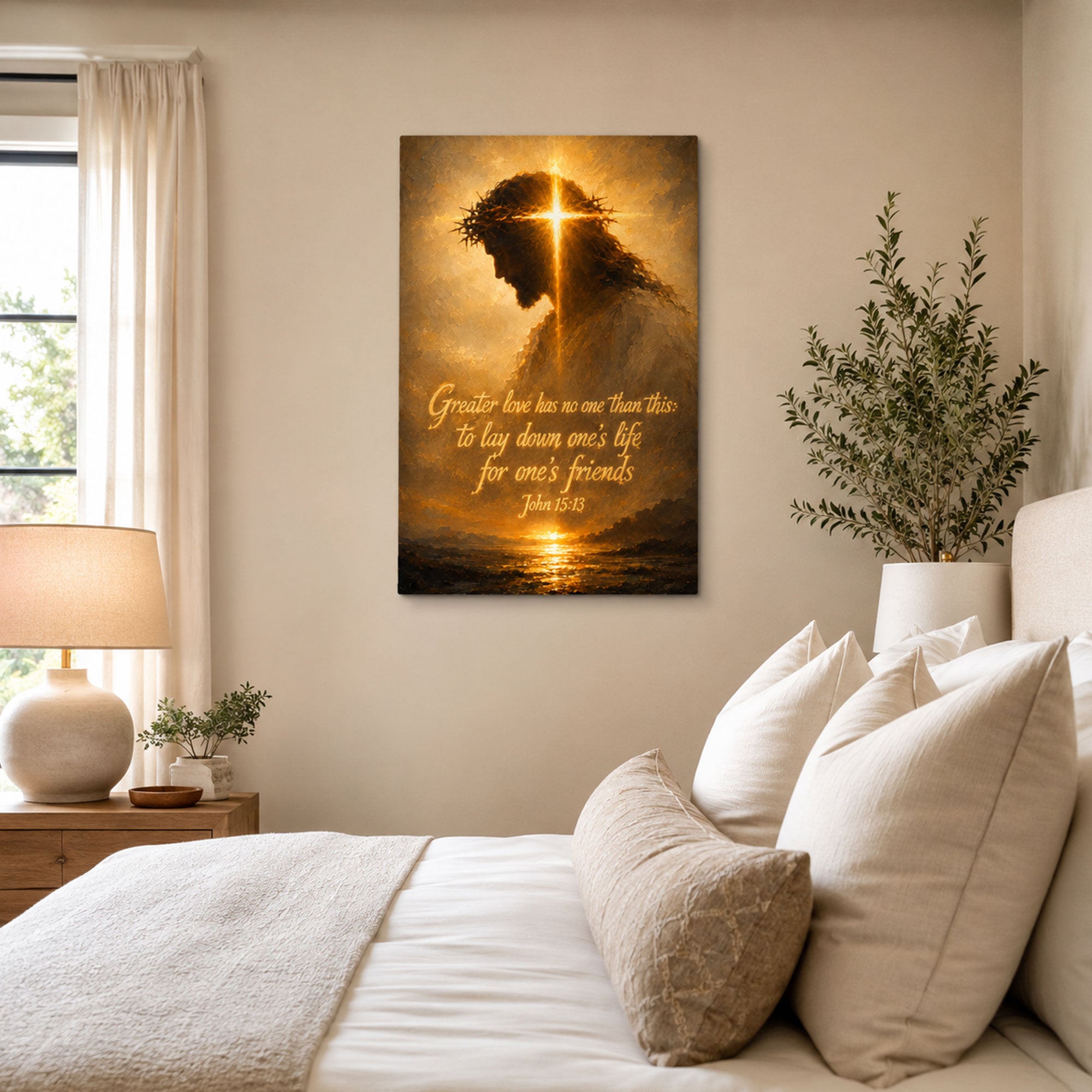 Greater Love Has No One Than This Canvas Print, John 15:13 Jesus Christian Wall Decor, Faith Gift