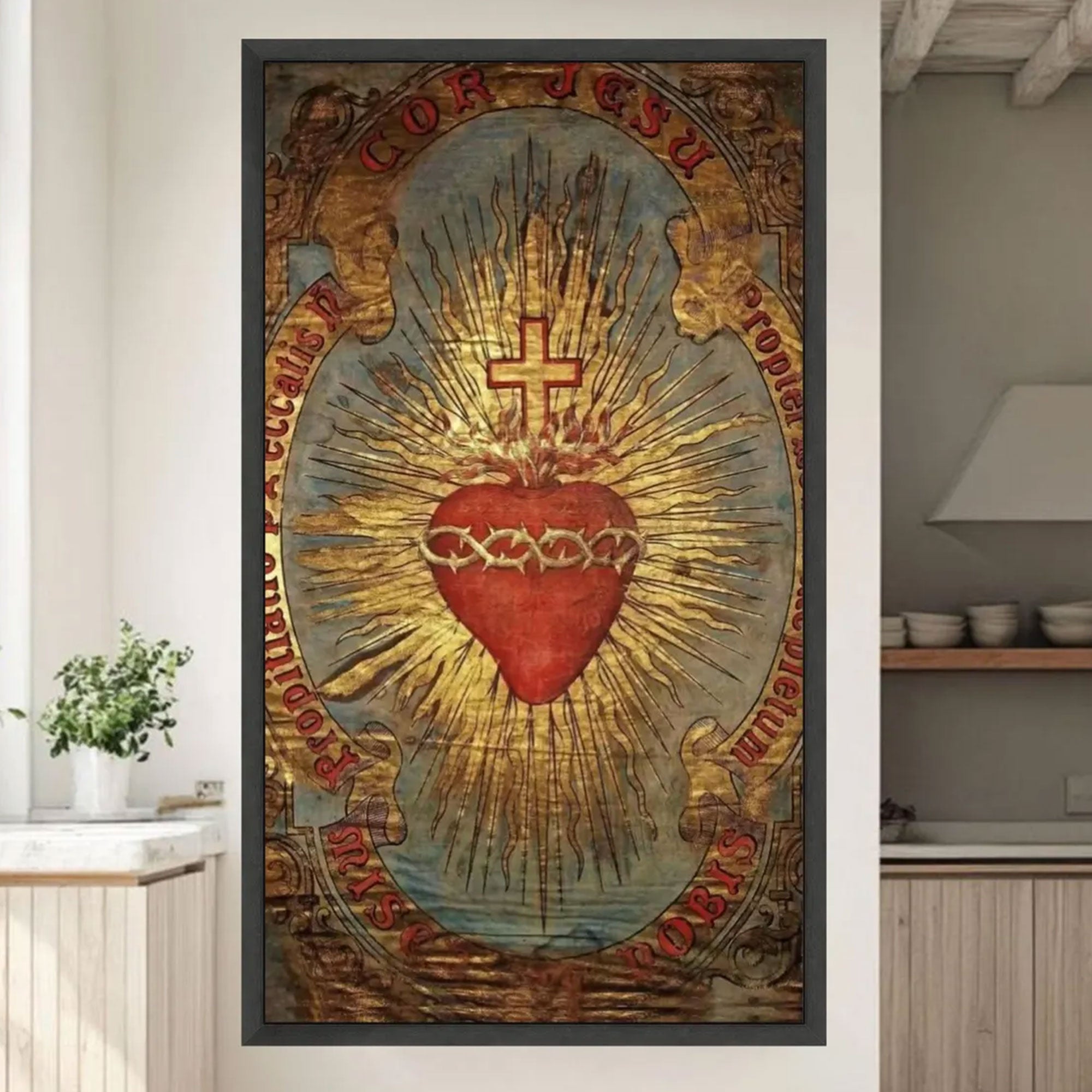 Sacred Heart of Jesus Canvas Wall Art, Catholic Religious Decor, Christian Faith Home Decoration